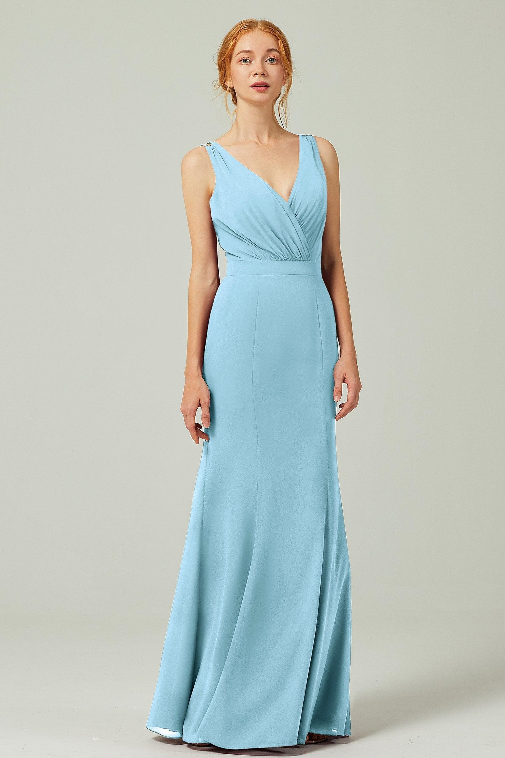 Sheath-Column Floor Length Chiffon Bridesmaid Dress CB0291 - COCOMELODY