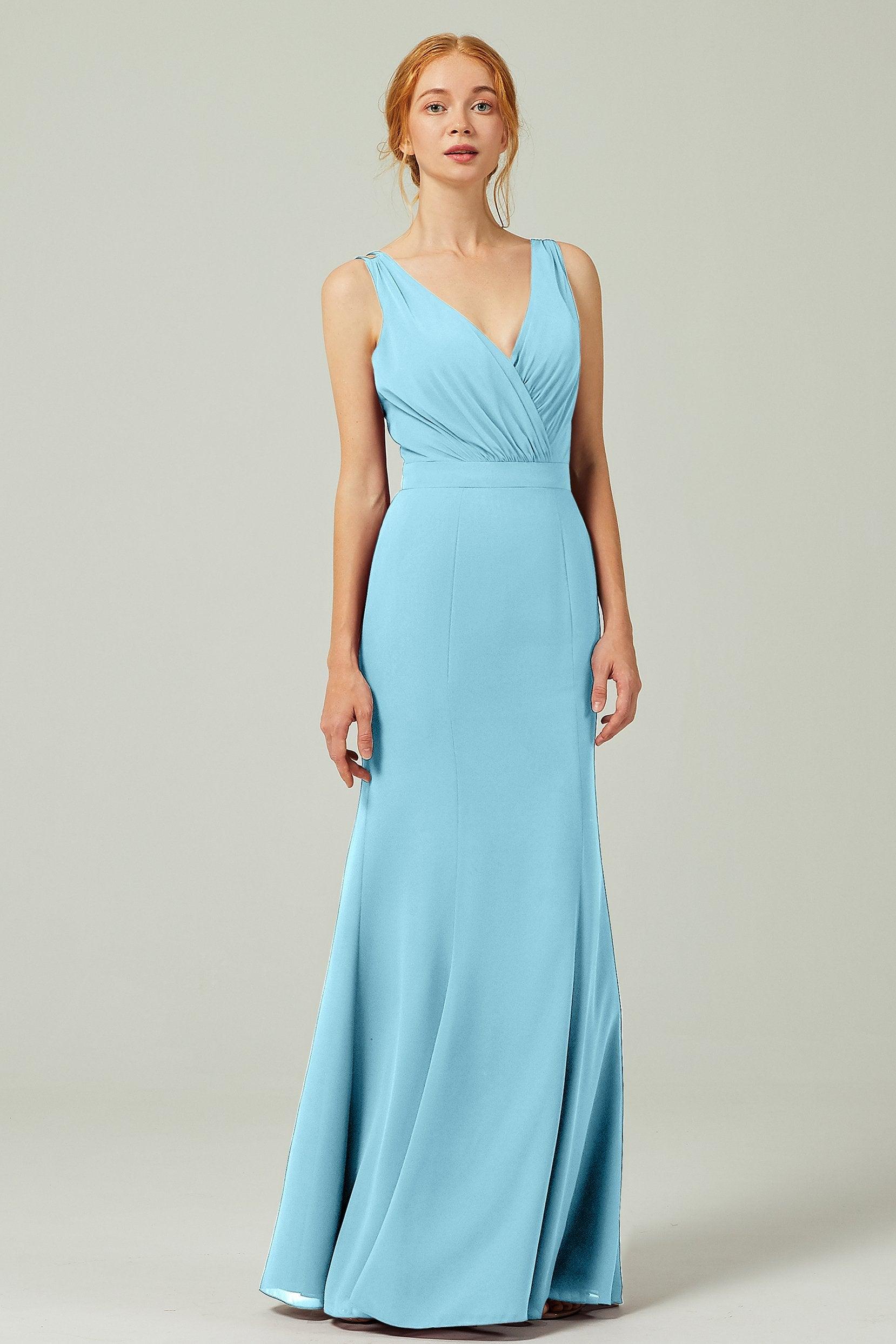 Sheath-Column Floor Length Chiffon Bridesmaid Dress CB0291 - COCOMELODY
