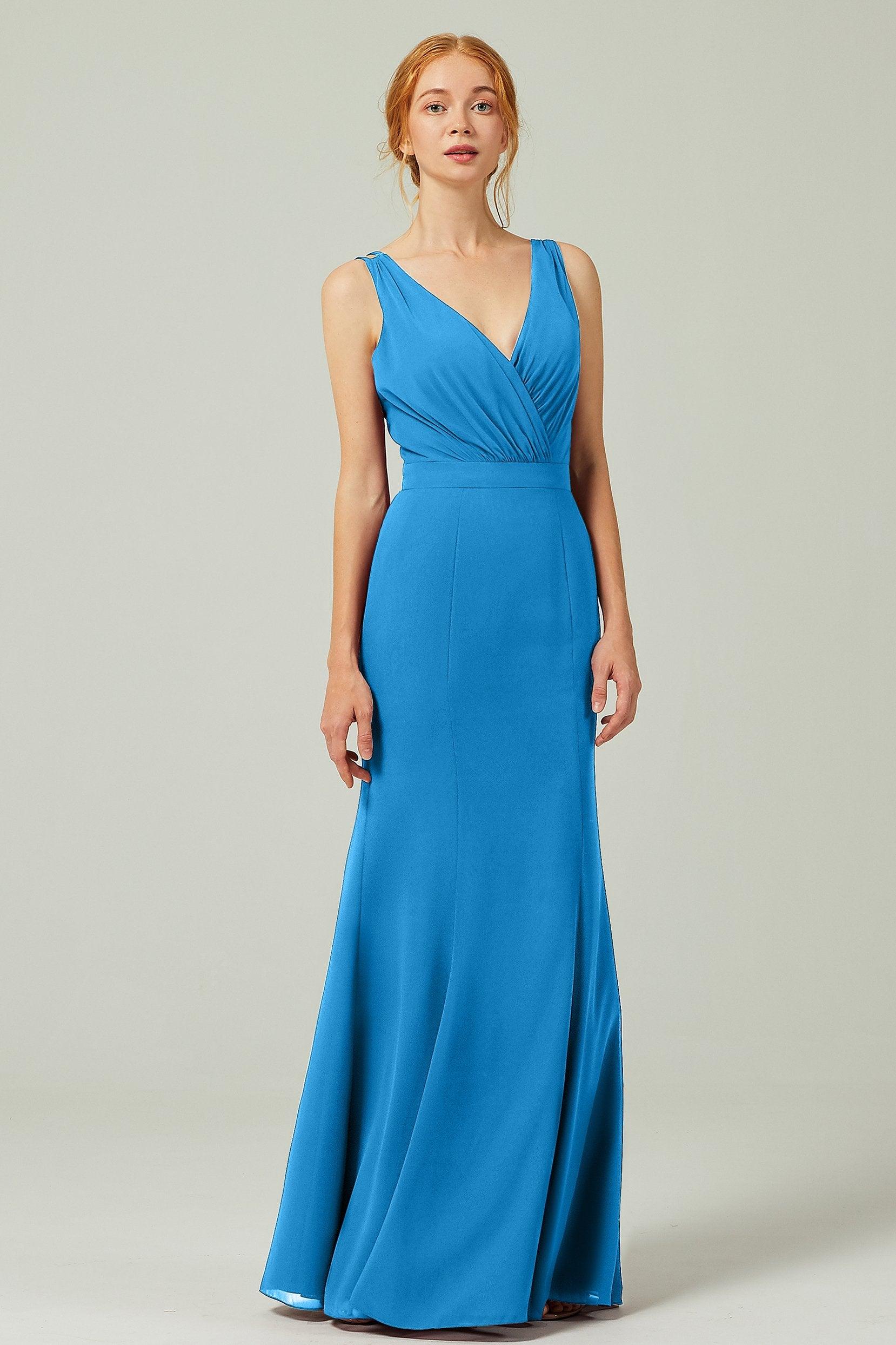Sheath-Column Floor Length Chiffon Bridesmaid Dress CB0291 - COCOMELODY