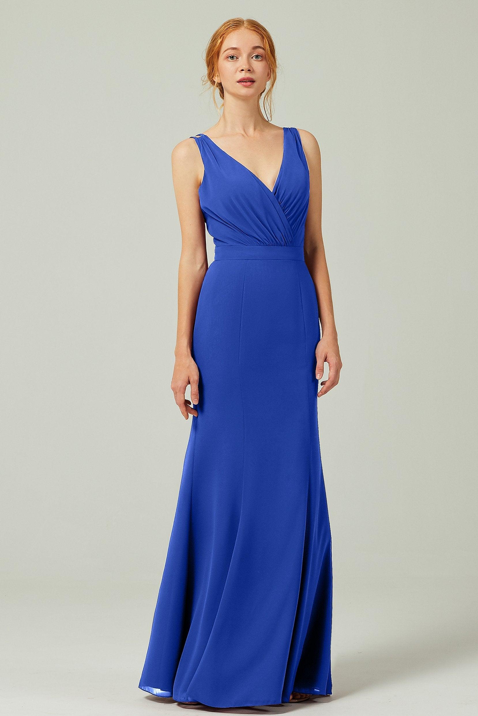 Sheath-Column Floor Length Chiffon Bridesmaid Dress CB0291 - COCOMELODY