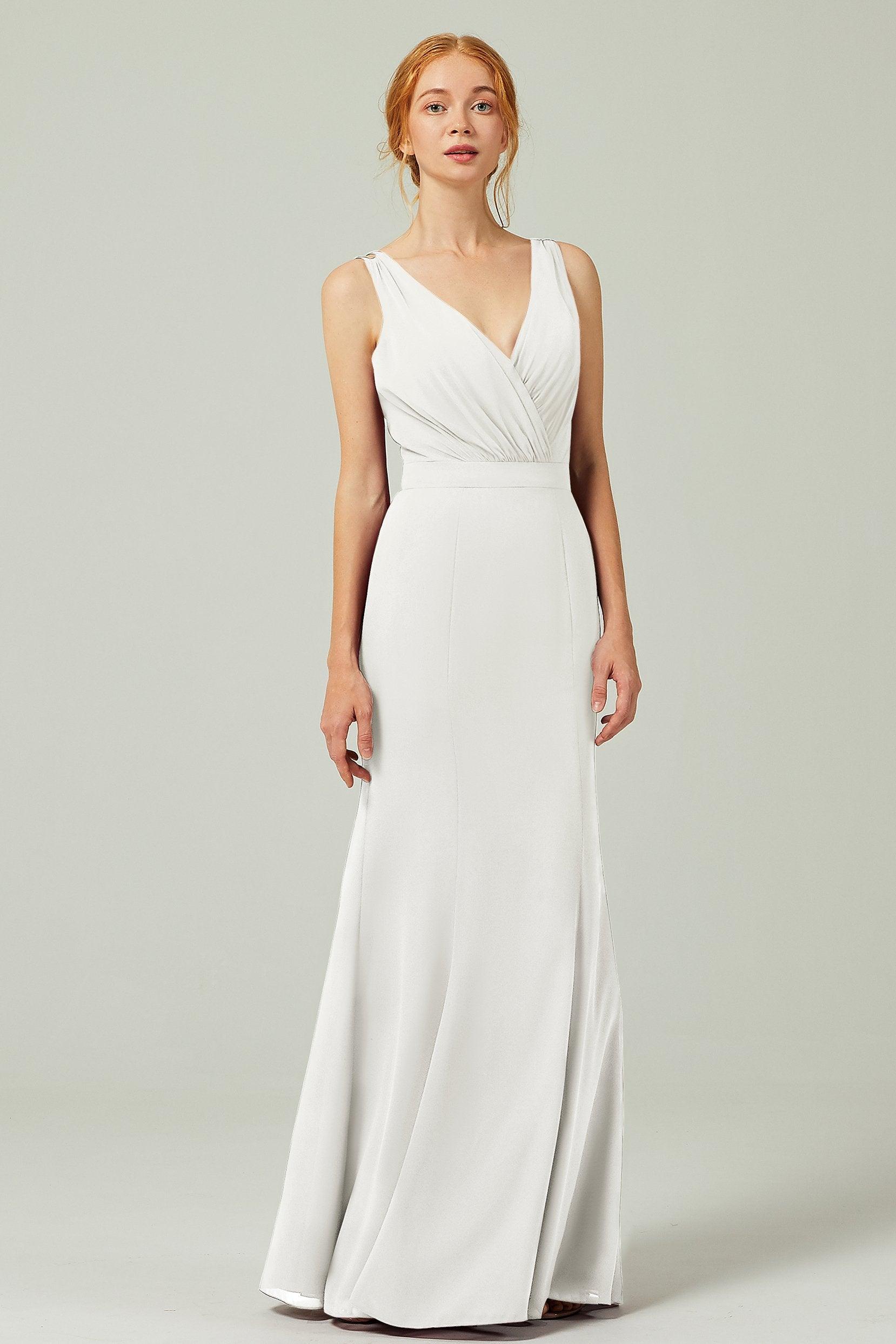 Sheath-Column Floor Length Chiffon Bridesmaid Dress CB0291 - COCOMELODY