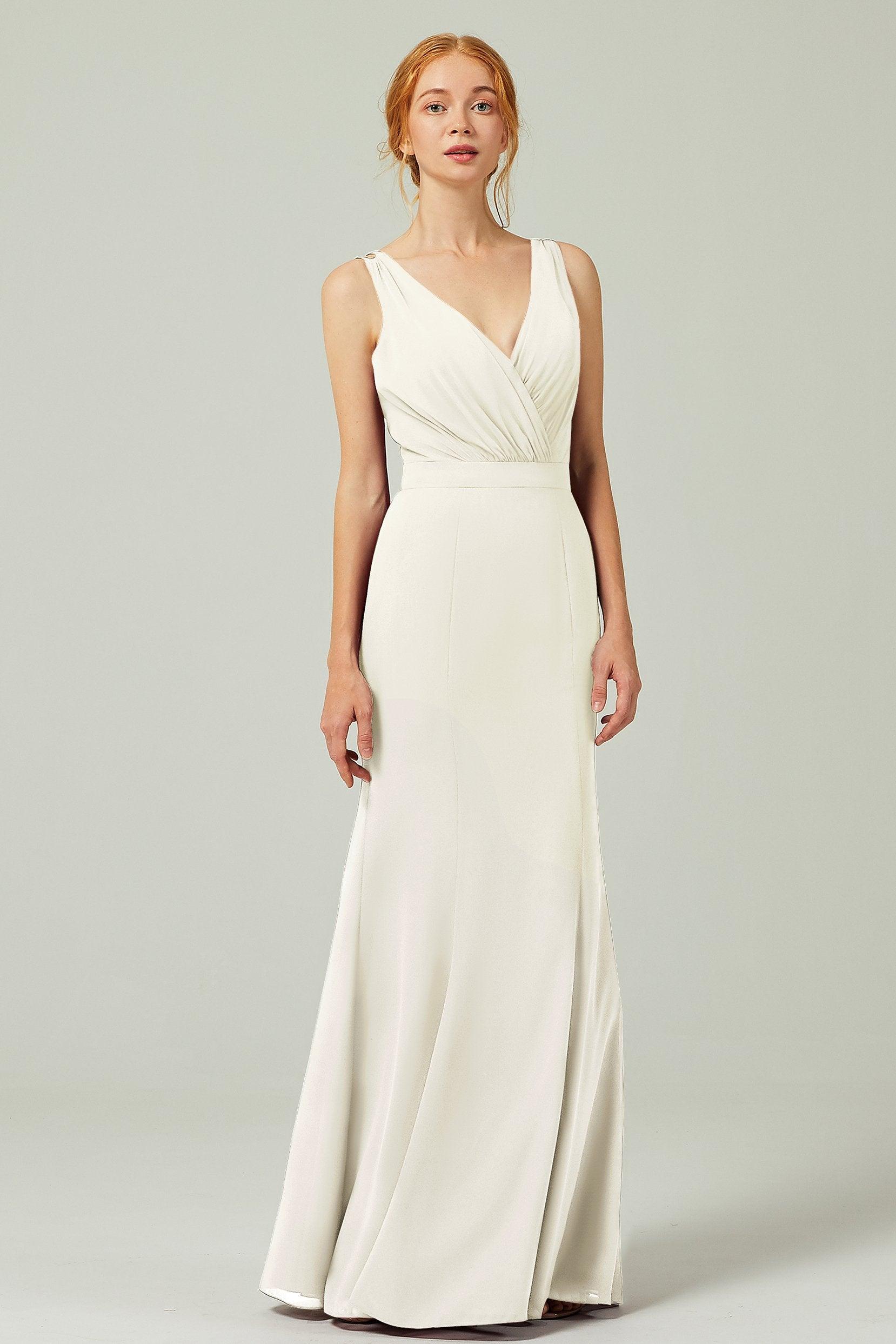 Sheath-Column Floor Length Chiffon Bridesmaid Dress CB0291 - COCOMELODY