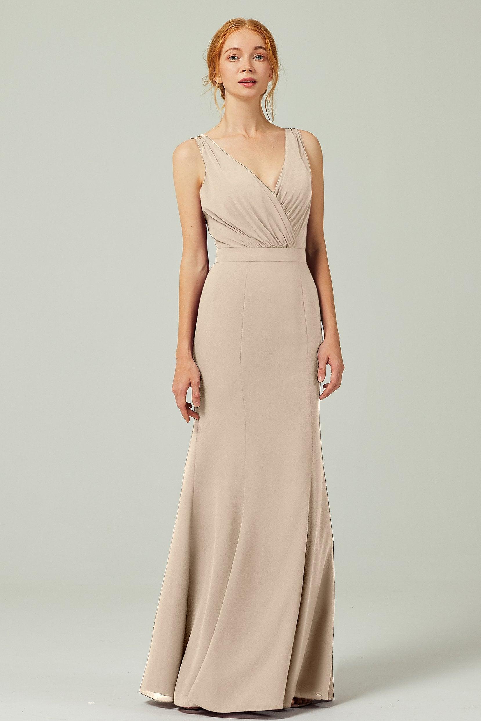 Sheath-Column Floor Length Chiffon Bridesmaid Dress CB0291 - COCOMELODY