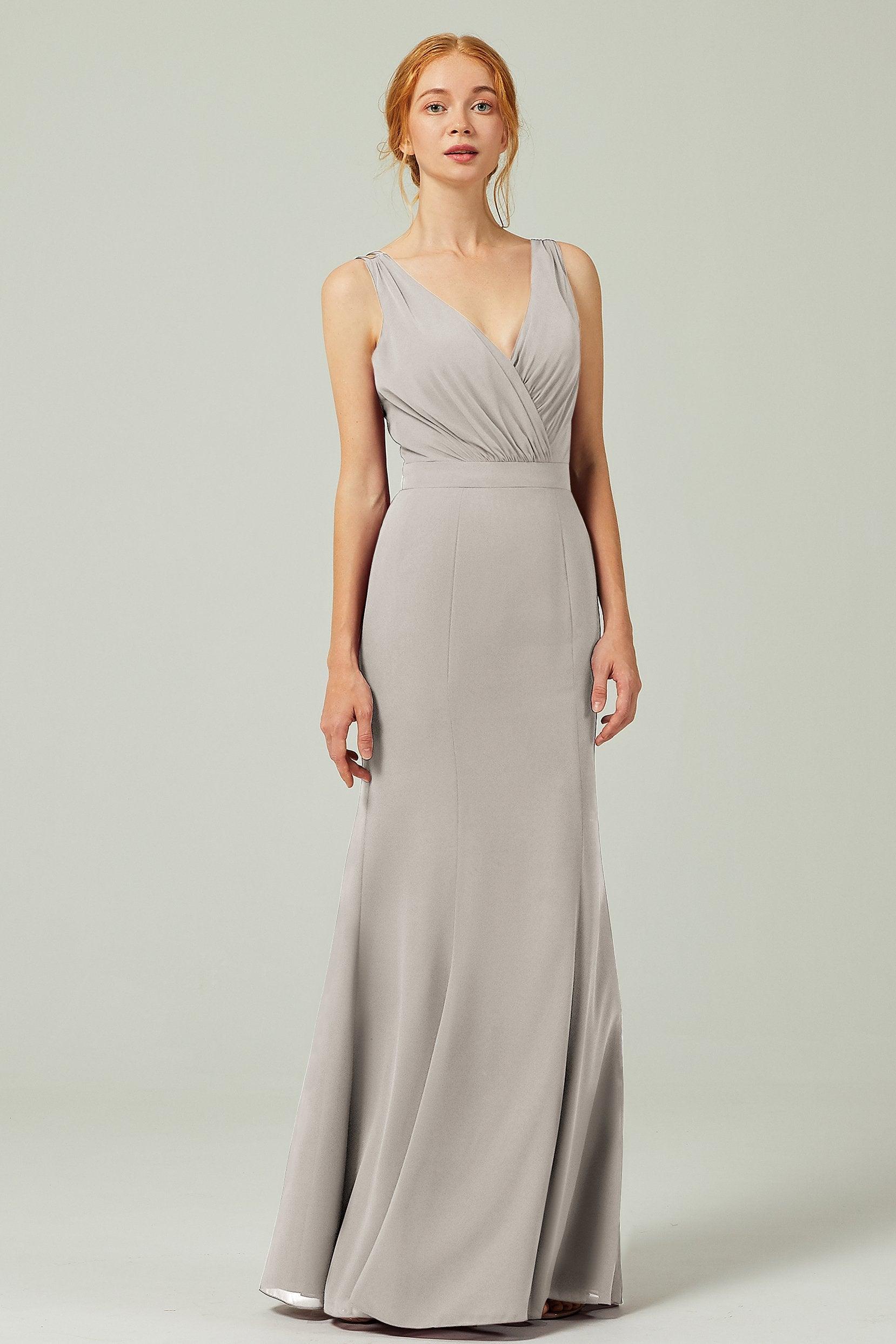 Sheath-Column Floor Length Chiffon Bridesmaid Dress CB0291 - COCOMELODY