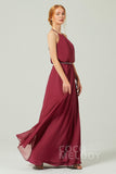 A-Line Floor Length Chiffon Bridesmaid Dress CB0292 - COCOMELODY