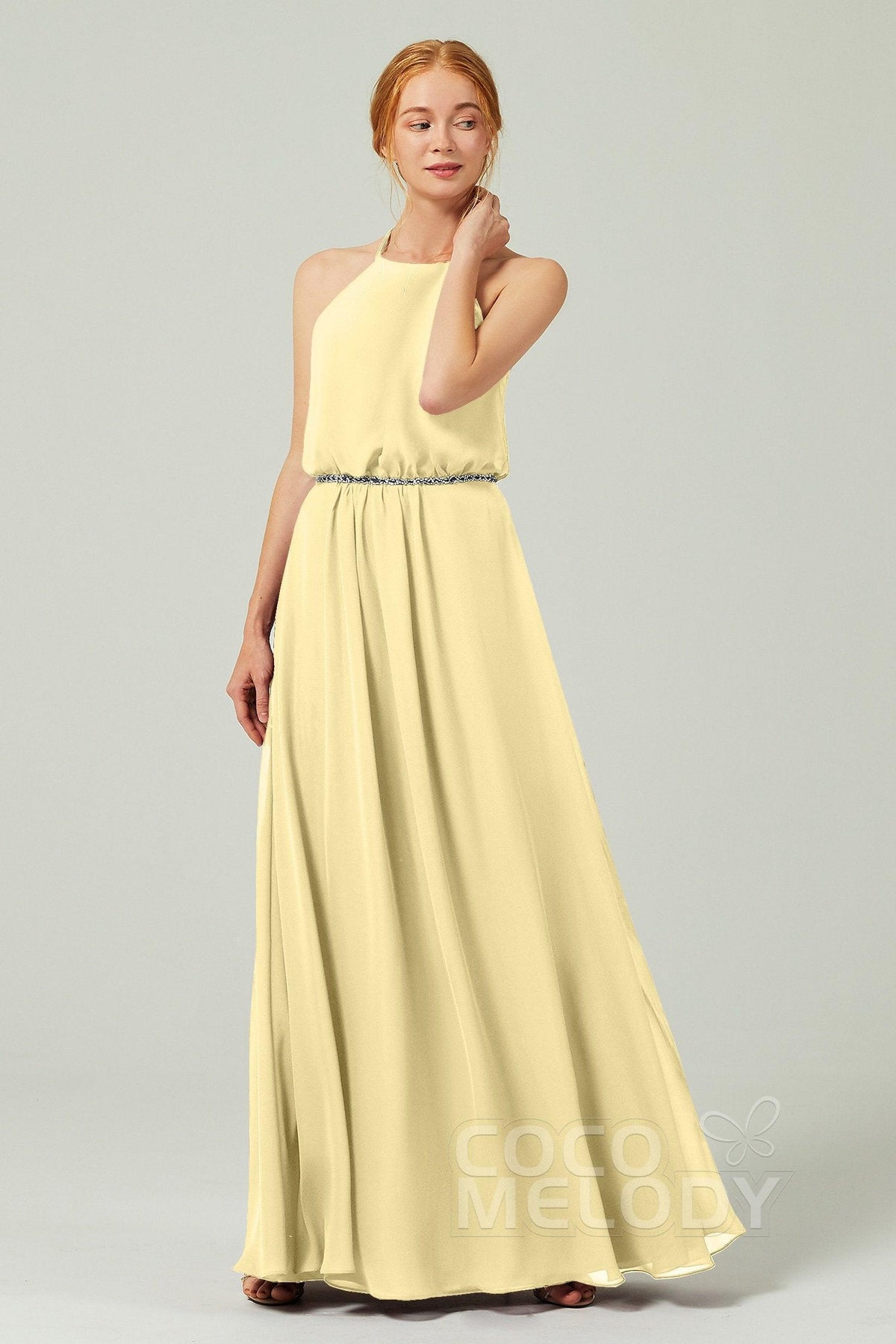 A-Line Floor Length Chiffon Bridesmaid Dress CB0292 - COCOMELODY