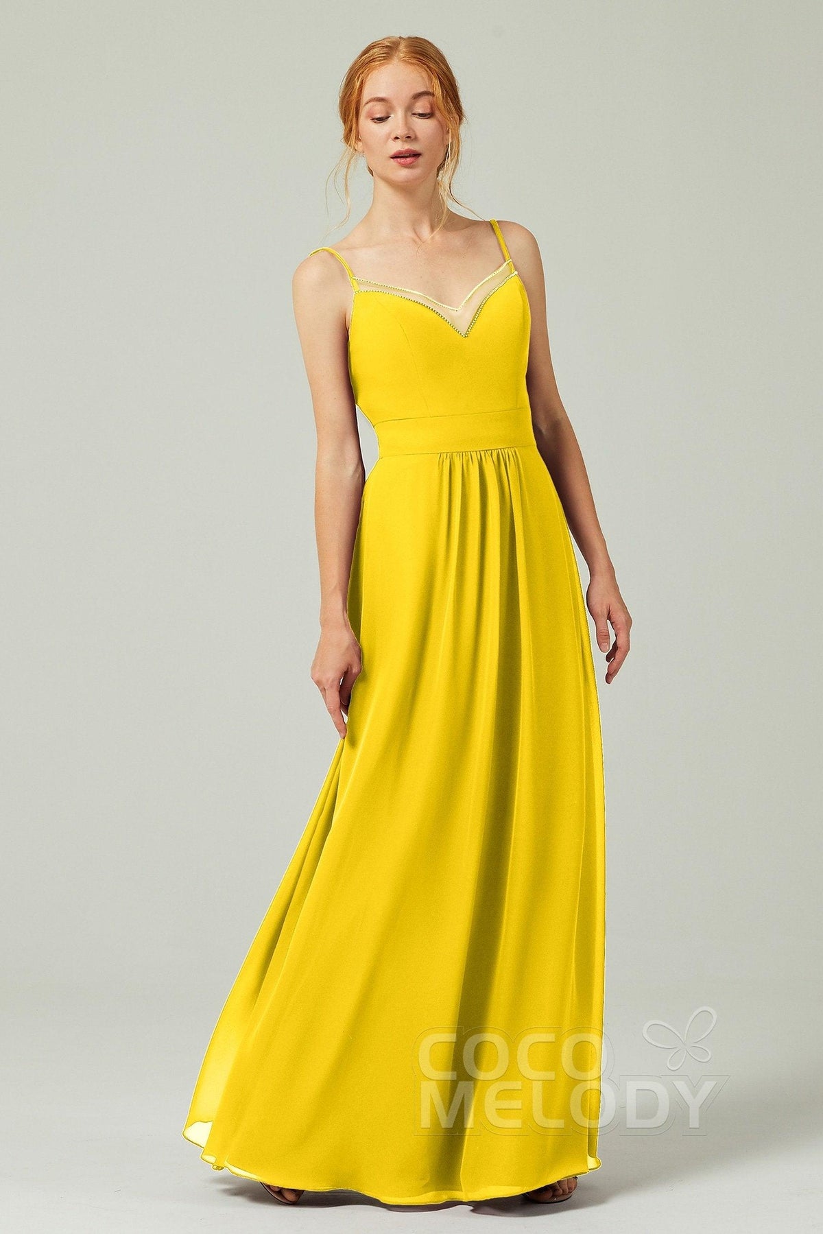A-Line Floor Length Chiffon Bridesmaid Dress CB0293 - COCOMELODY