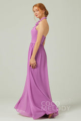 A-Line Floor Length Chiffon Bridesmaid Dress CB0295 - COCOMELODY