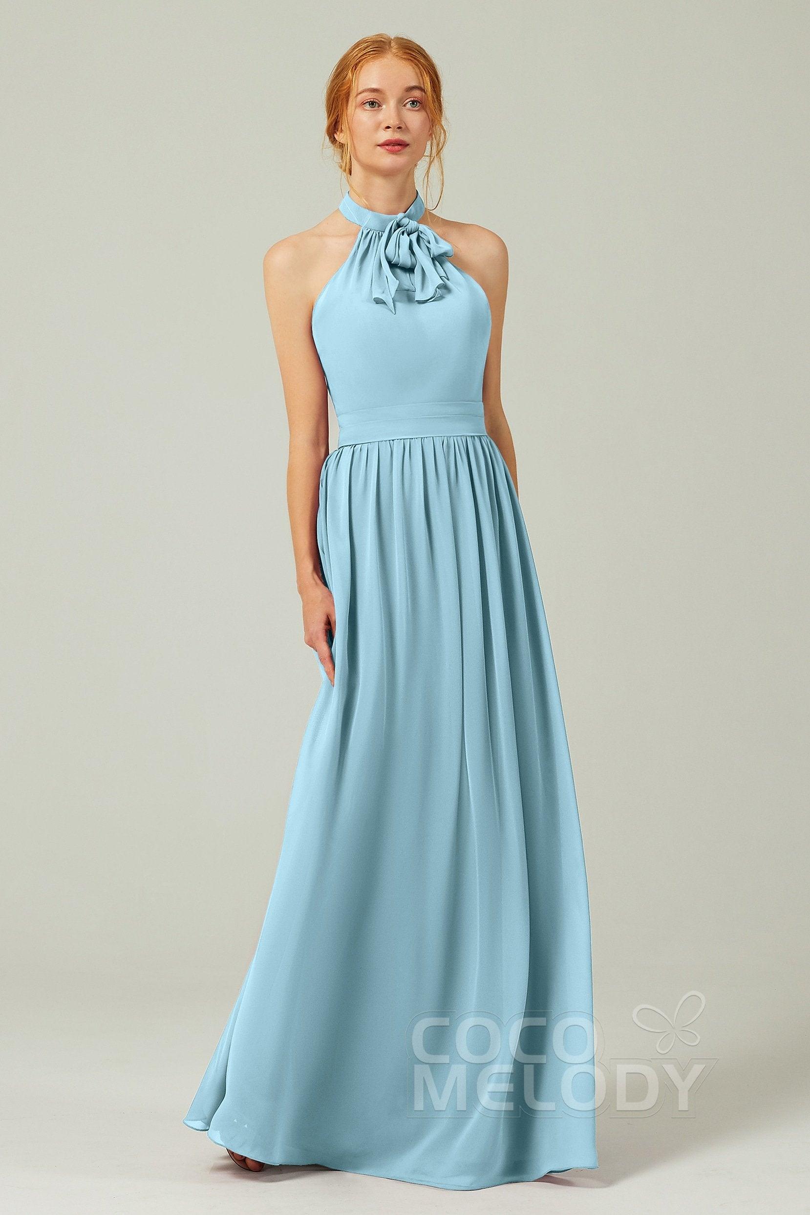 A-Line Floor Length Chiffon Bridesmaid Dress CB0295 - COCOMELODY