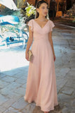 A-Line Floor Length Chiffon Bridesmaid Dress CB0302