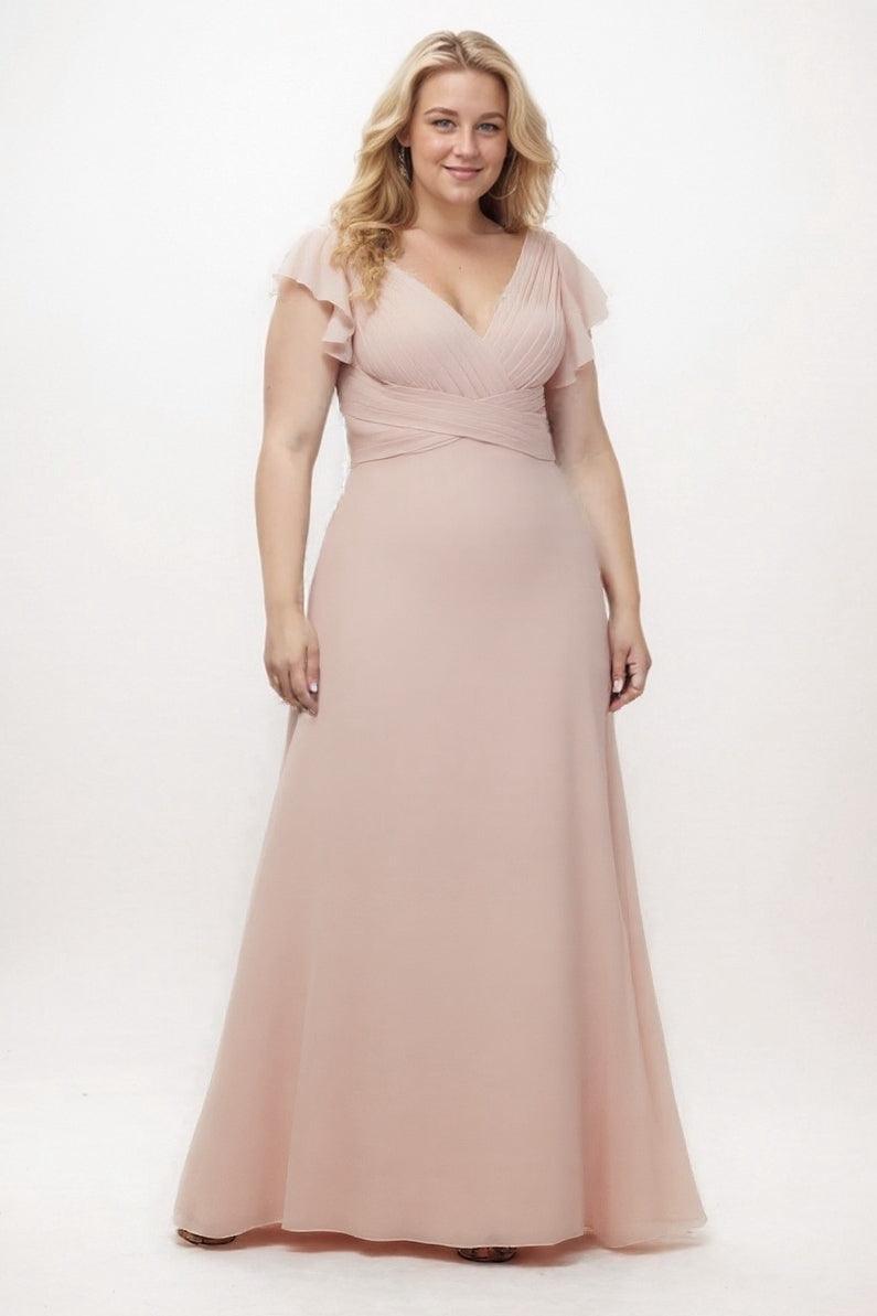 A-Line Floor Length Chiffon Bridesmaid Dress CB0302PS - COCOMELODY