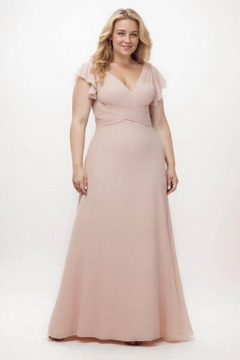 A-Line Floor Length Chiffon Bridesmaid Dress CB0302PS - COCOMELODY