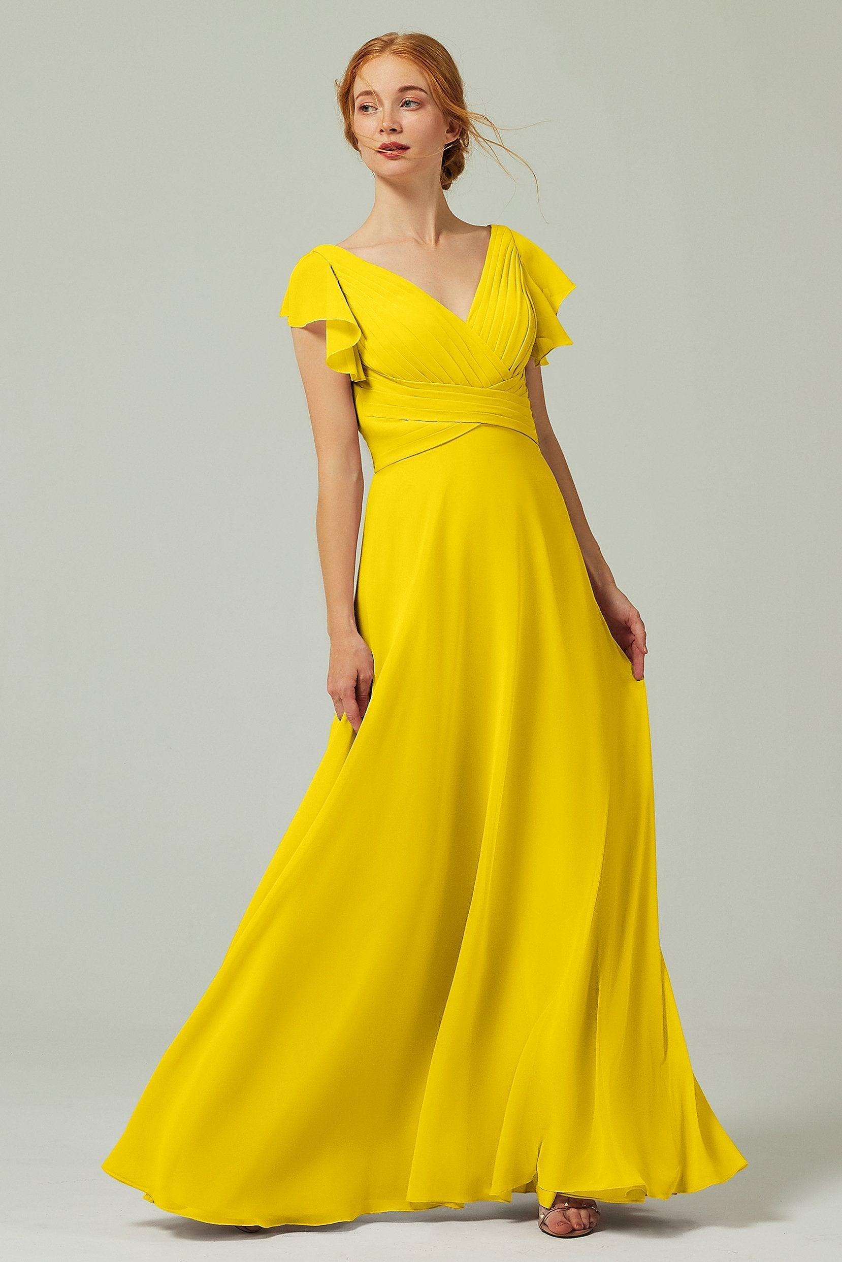 A-Line Floor Length Chiffon Bridesmaid Dress CB0302PS - COCOMELODY