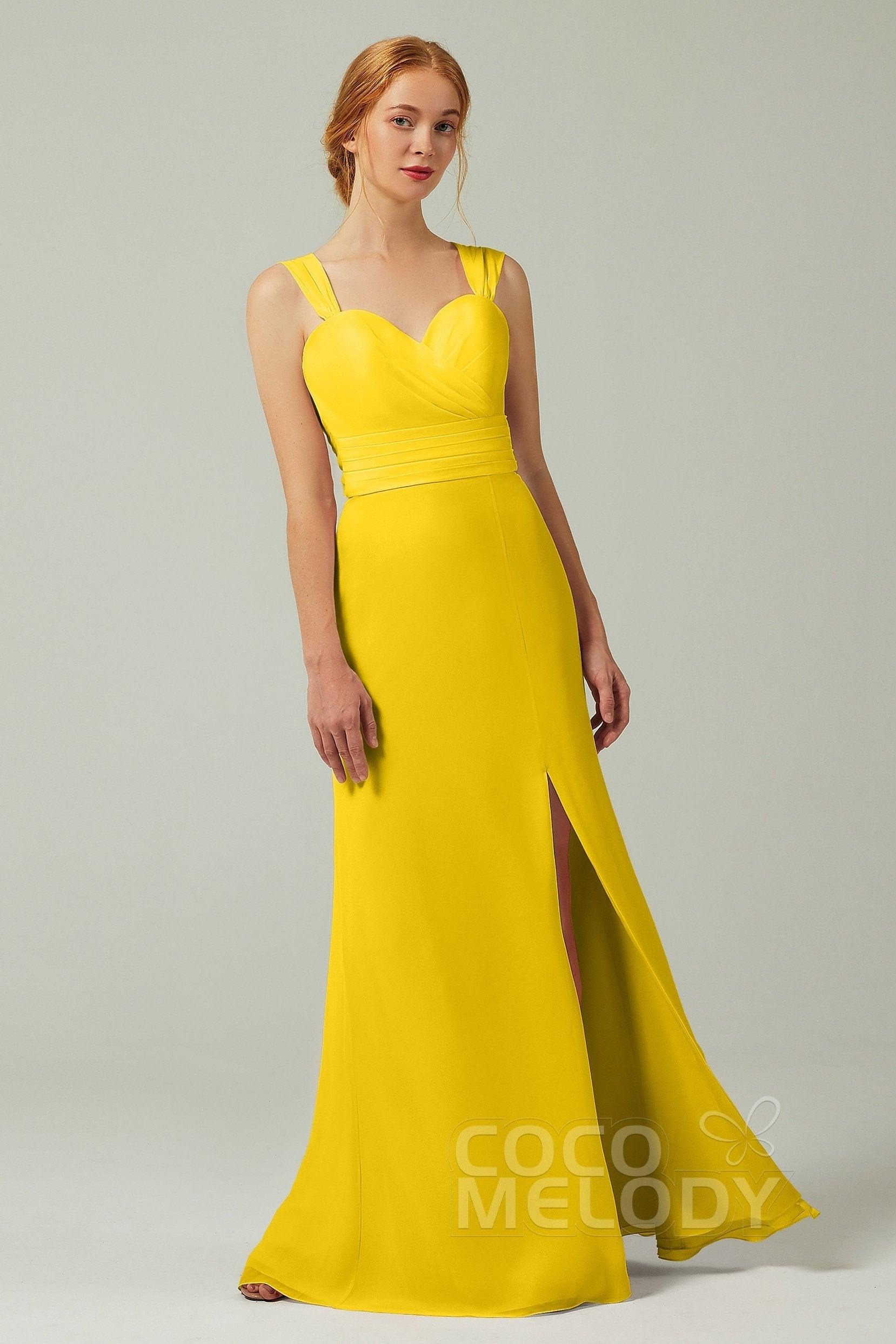 Sheath-Column Floor Length Chiffon Bridesmaid Dress CB0305 - COCOMELODY