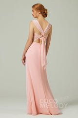 Sheath-Column Floor Length Chiffon Bridesmaid Dress CB0305 - COCOMELODY