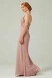 Sheath-Column Floor Length Chiffon Bridesmaid Dress CB0306 - COCOMELODY