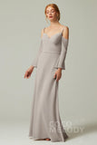 A-Line Floor Length Chiffon Bridesmaid Dress CB0307 - COCOMELODY