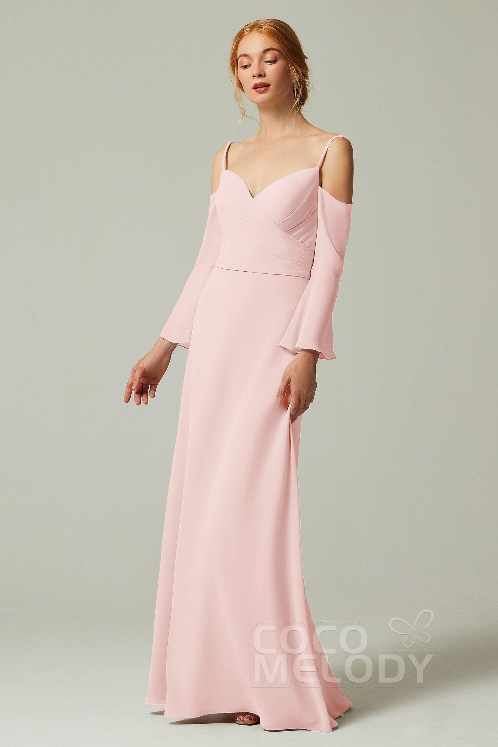 A-Line Floor Length Chiffon Bridesmaid Dress CB0307 - COCOMELODY