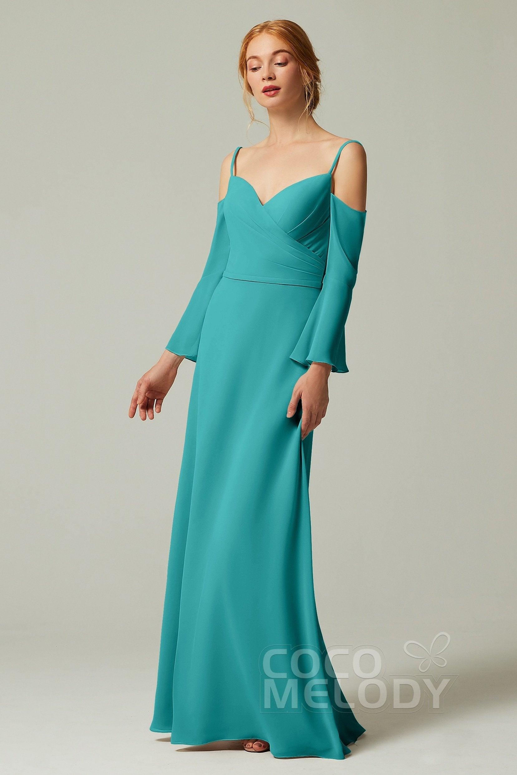 A-Line Floor Length Chiffon Bridesmaid Dress CB0307 - COCOMELODY