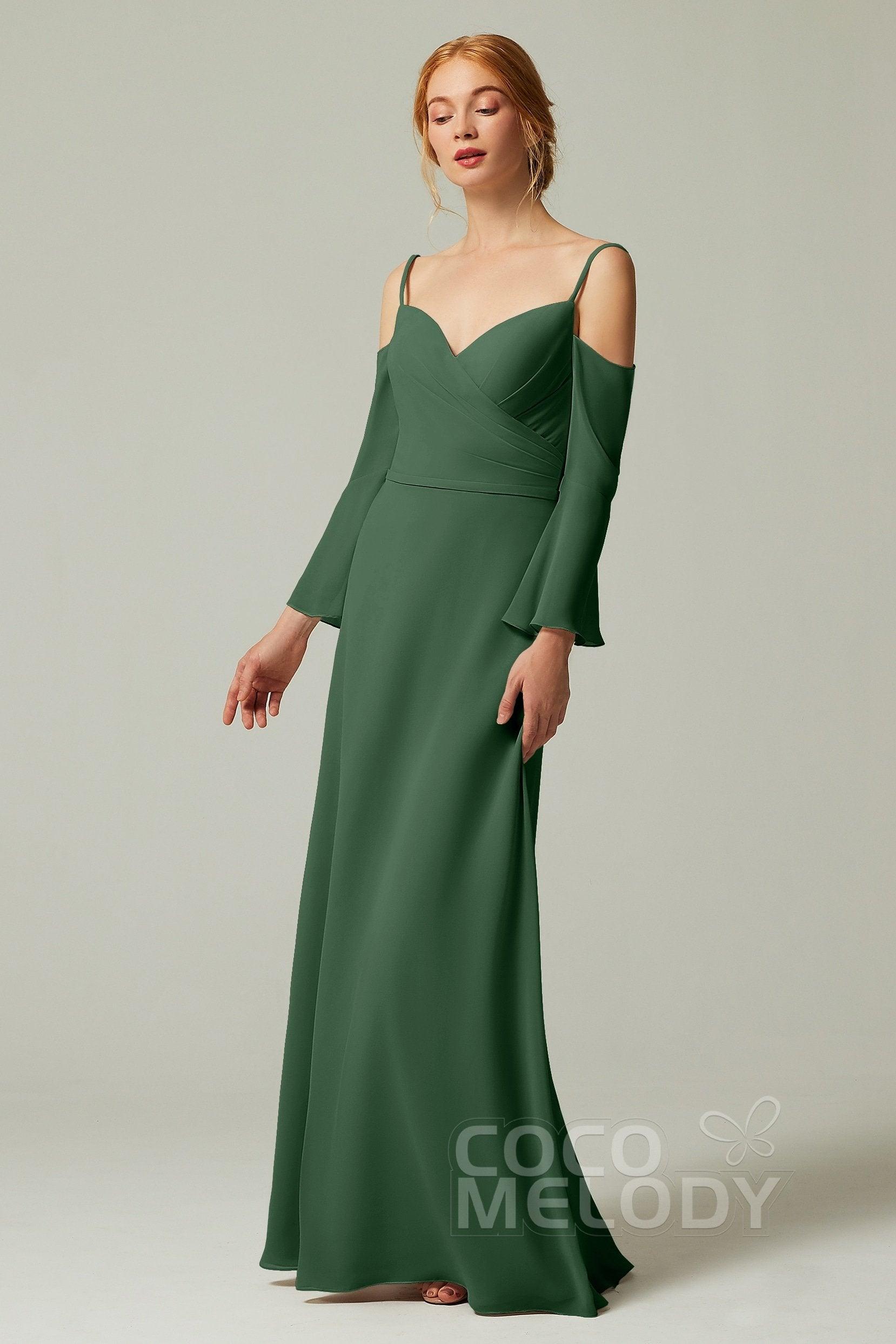 A-Line Floor Length Chiffon Bridesmaid Dress CB0307 - COCOMELODY