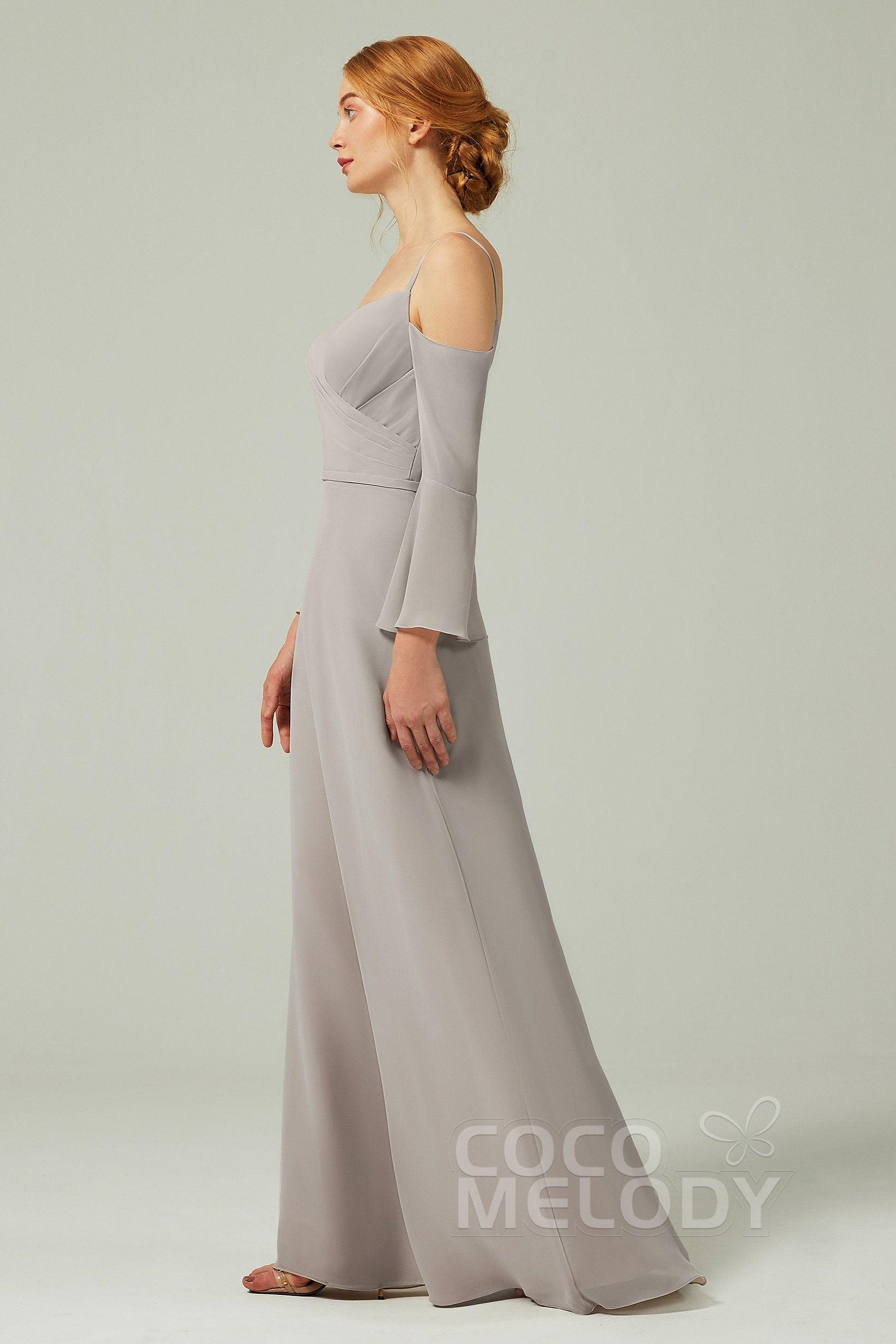 A-Line Floor Length Chiffon Bridesmaid Dress CB0307 - COCOMELODY