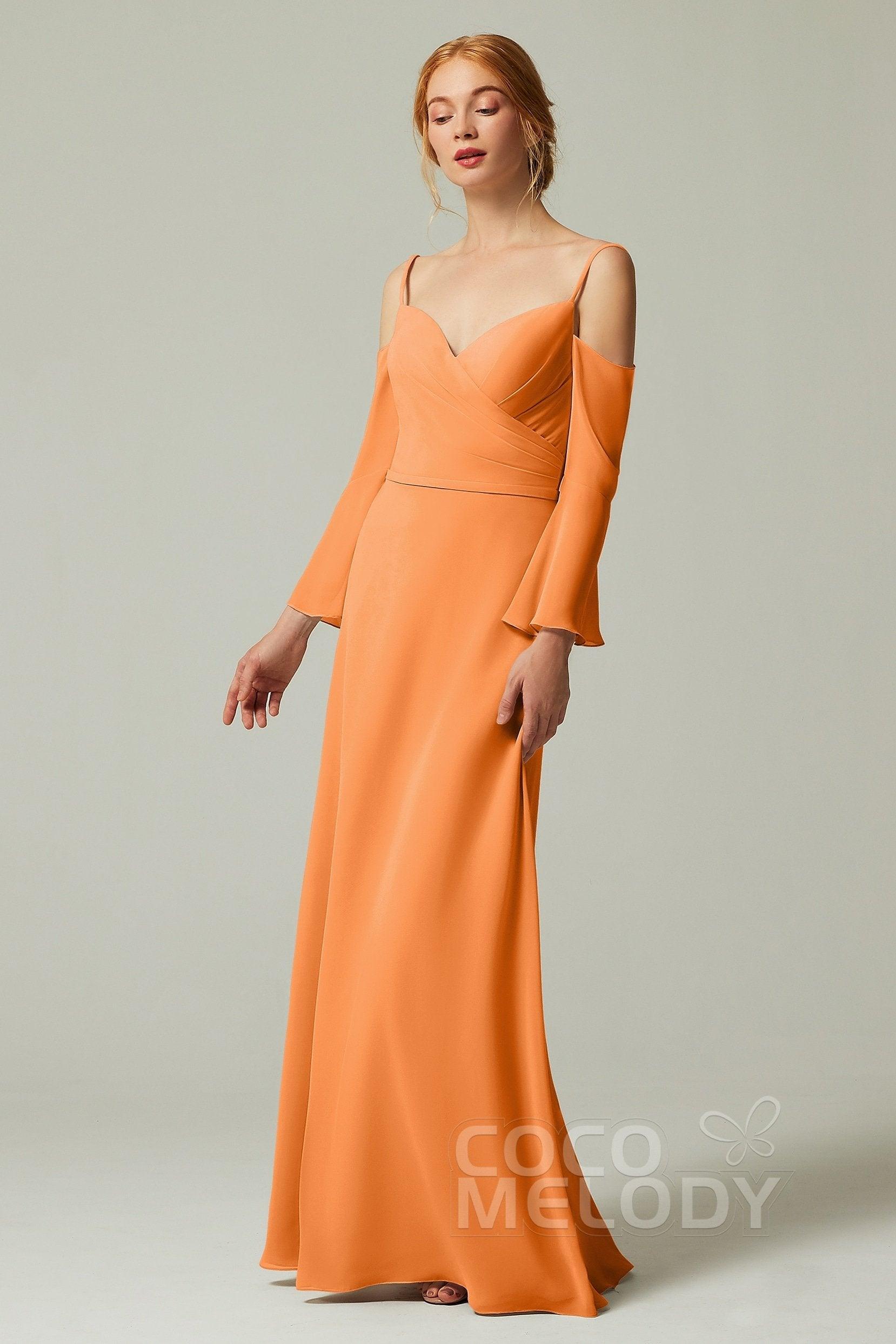 A-Line Floor Length Chiffon Bridesmaid Dress CB0307 - COCOMELODY