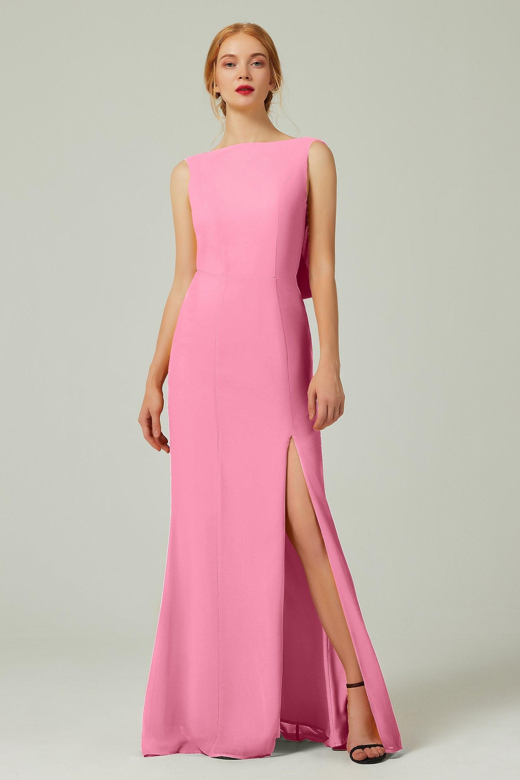 Sheath-Column Sweep-Brush Chiffon Bridesmaid Dress Formal Dresses CB0310PS - COCOMELODY