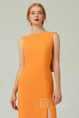 Sheath-Column Sweep-Brush Chiffon Bridesmaid Dress Formal Dresses CB0310PS - COCOMELODY