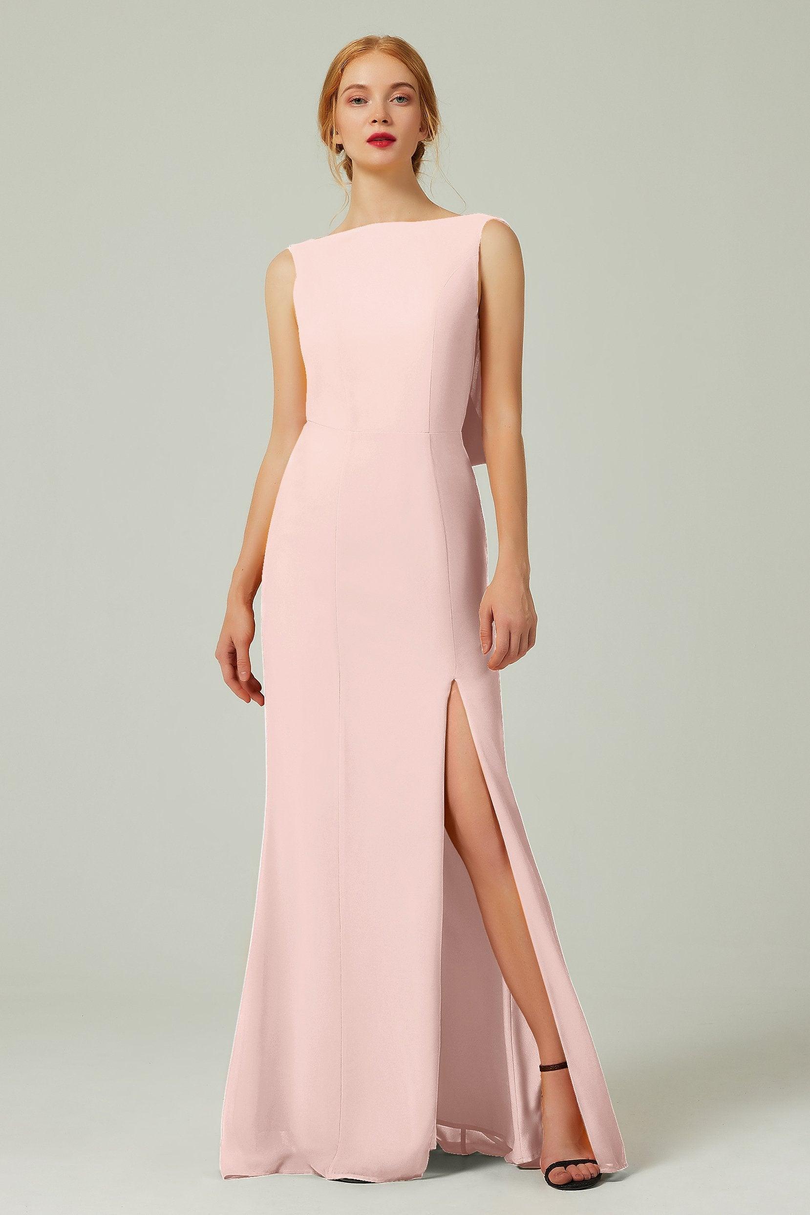 Sheath-Column Sweep-Brush Chiffon Bridesmaid Dress Formal Dresses CB0310PS - COCOMELODY