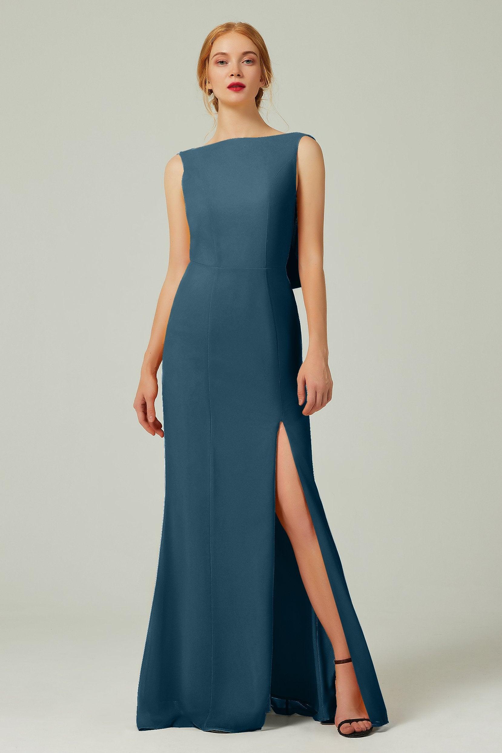 Sheath-Column Sweep-Brush Chiffon Bridesmaid Dress Formal Dresses CB0310PS - COCOMELODY