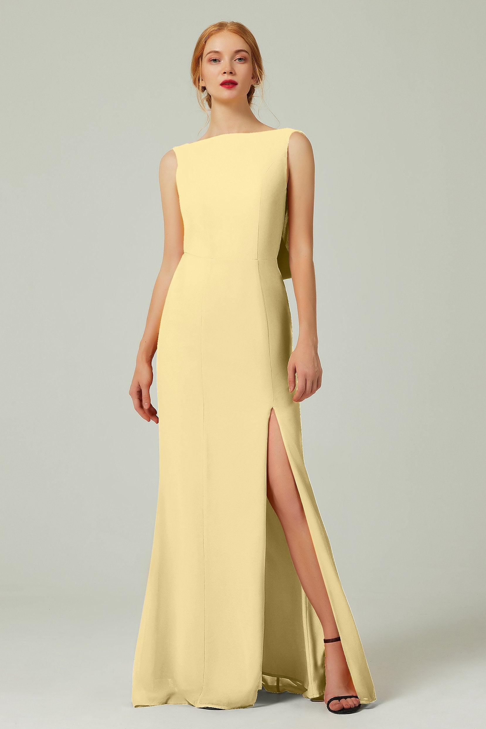 Sheath-Column Sweep-Brush Chiffon Bridesmaid Dress Formal Dresses CB0310PS - COCOMELODY
