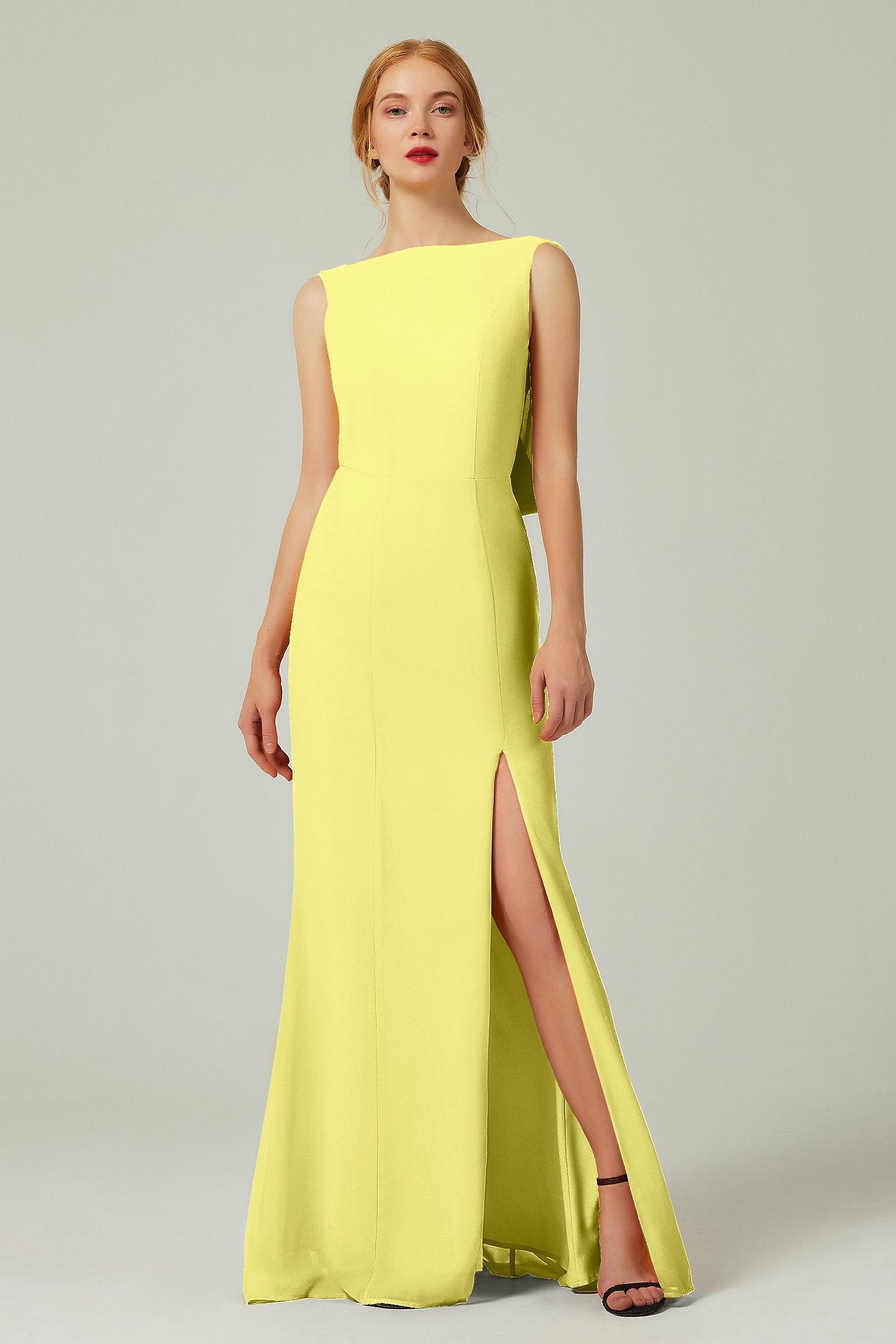 Sheath-Column Sweep-Brush Chiffon Bridesmaid Dress Formal Dresses CB0310PS - COCOMELODY