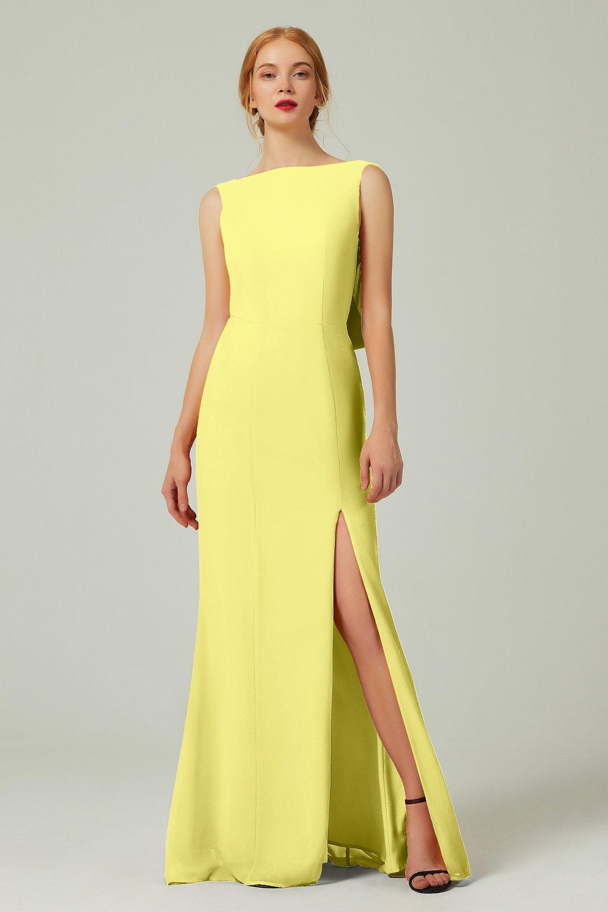 Sheath-Column Sweep-Brush Chiffon Bridesmaid Dress Formal Dresses CB0310PS - COCOMELODY