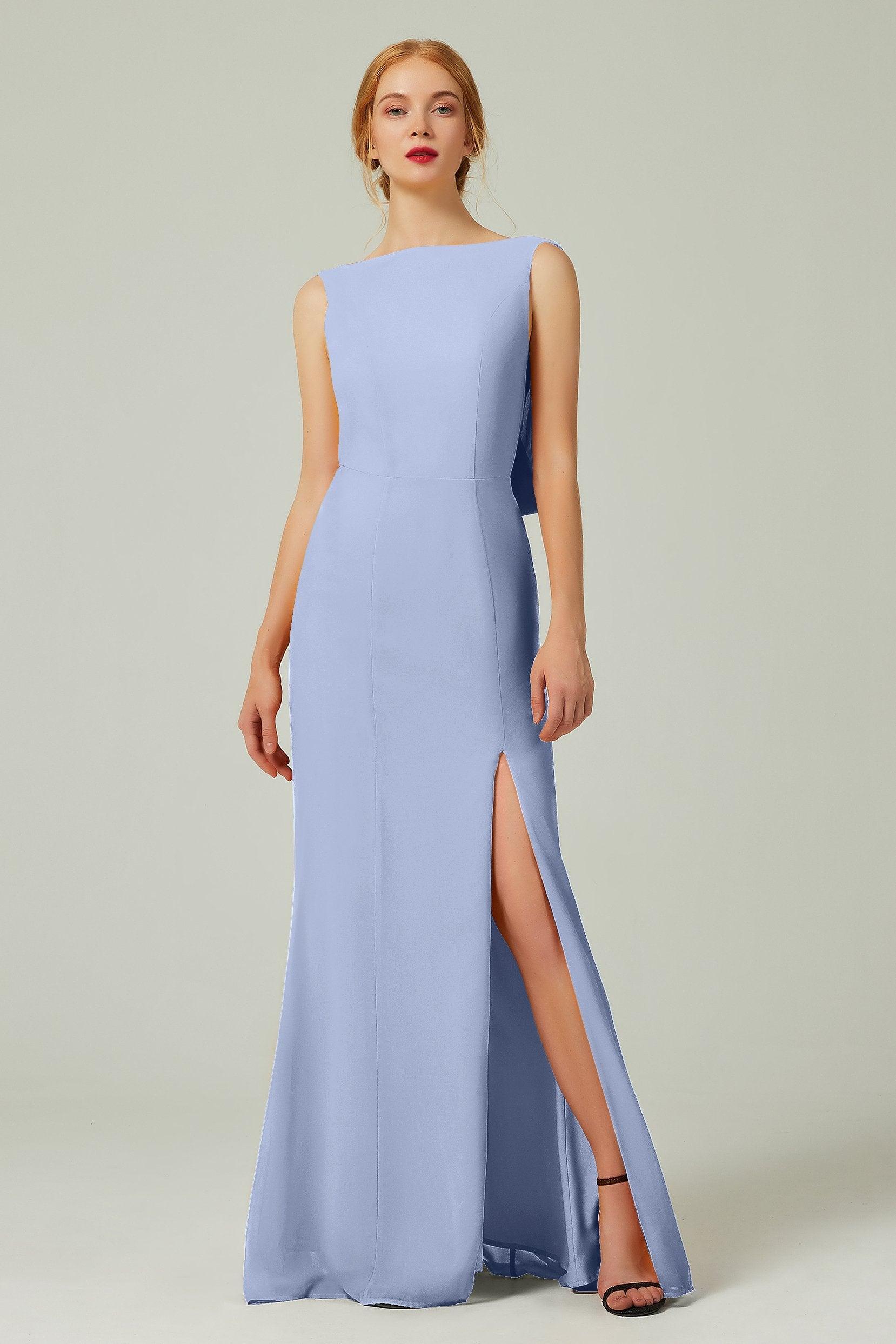 Sheath-Column Sweep-Brush Chiffon Bridesmaid Dress Formal Dresses CB0310PS - COCOMELODY