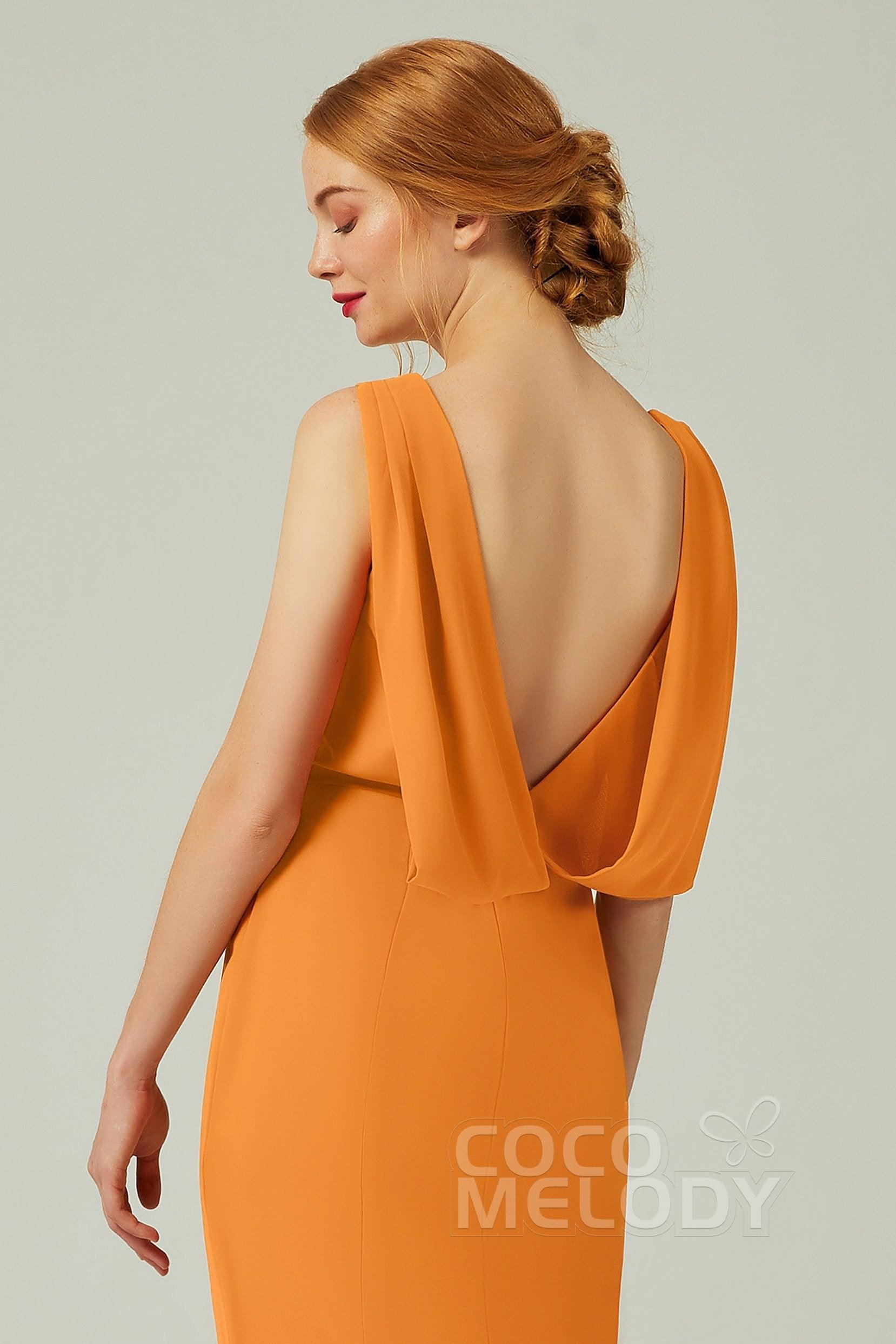 Sheath-Column Sweep-Brush Chiffon Bridesmaid Dress Formal Dresses CB0310PS - COCOMELODY