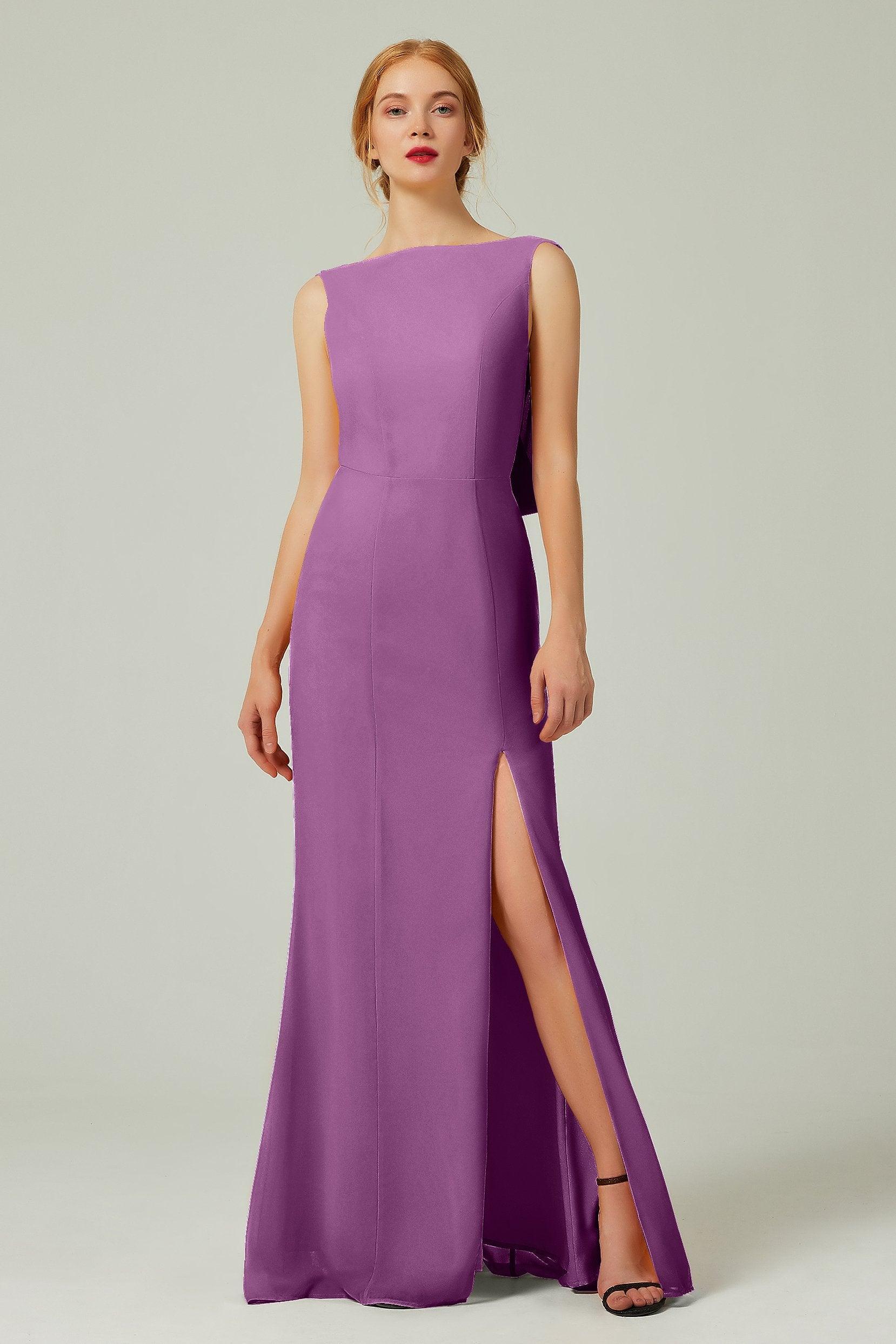 Sheath-Column Sweep-Brush Chiffon Bridesmaid Dress Formal Dresses CB0310PS - COCOMELODY