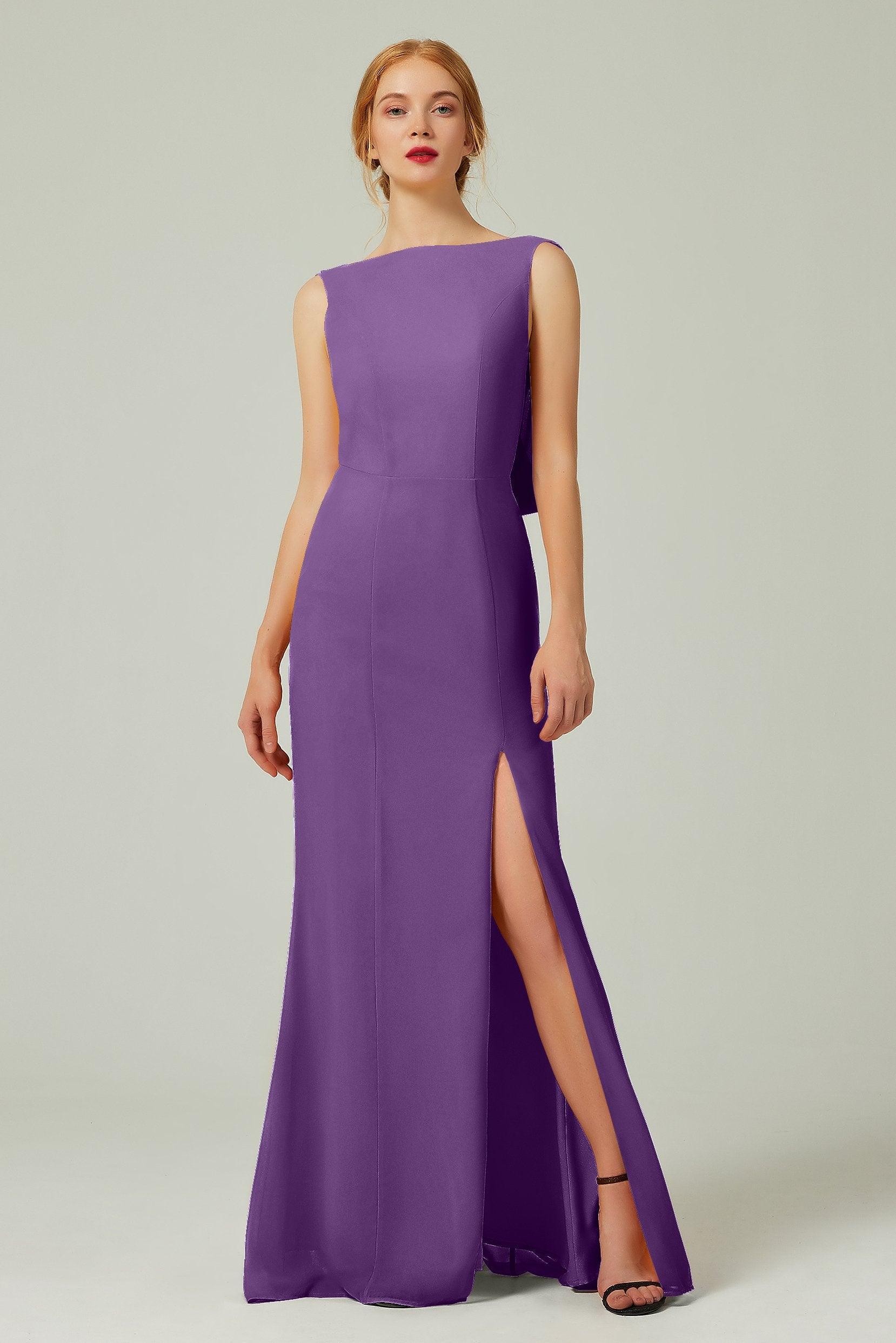 Sheath-Column Sweep-Brush Chiffon Bridesmaid Dress Formal Dresses CB0310PS - COCOMELODY
