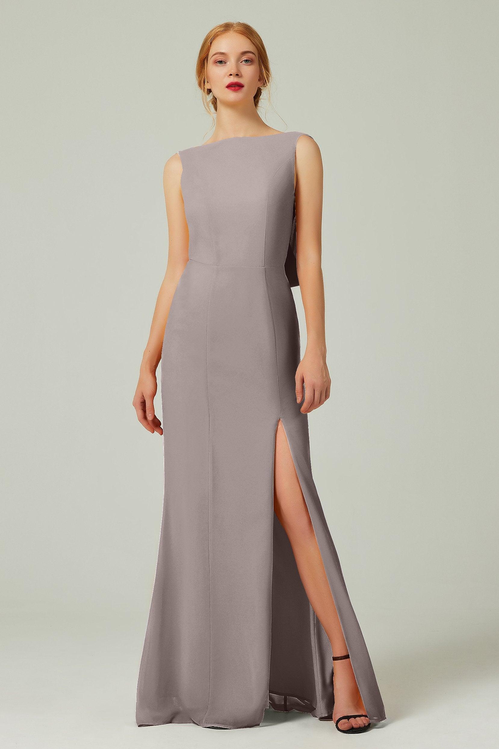 Sheath-Column Sweep-Brush Chiffon Bridesmaid Dress Formal Dresses CB0310PS - COCOMELODY
