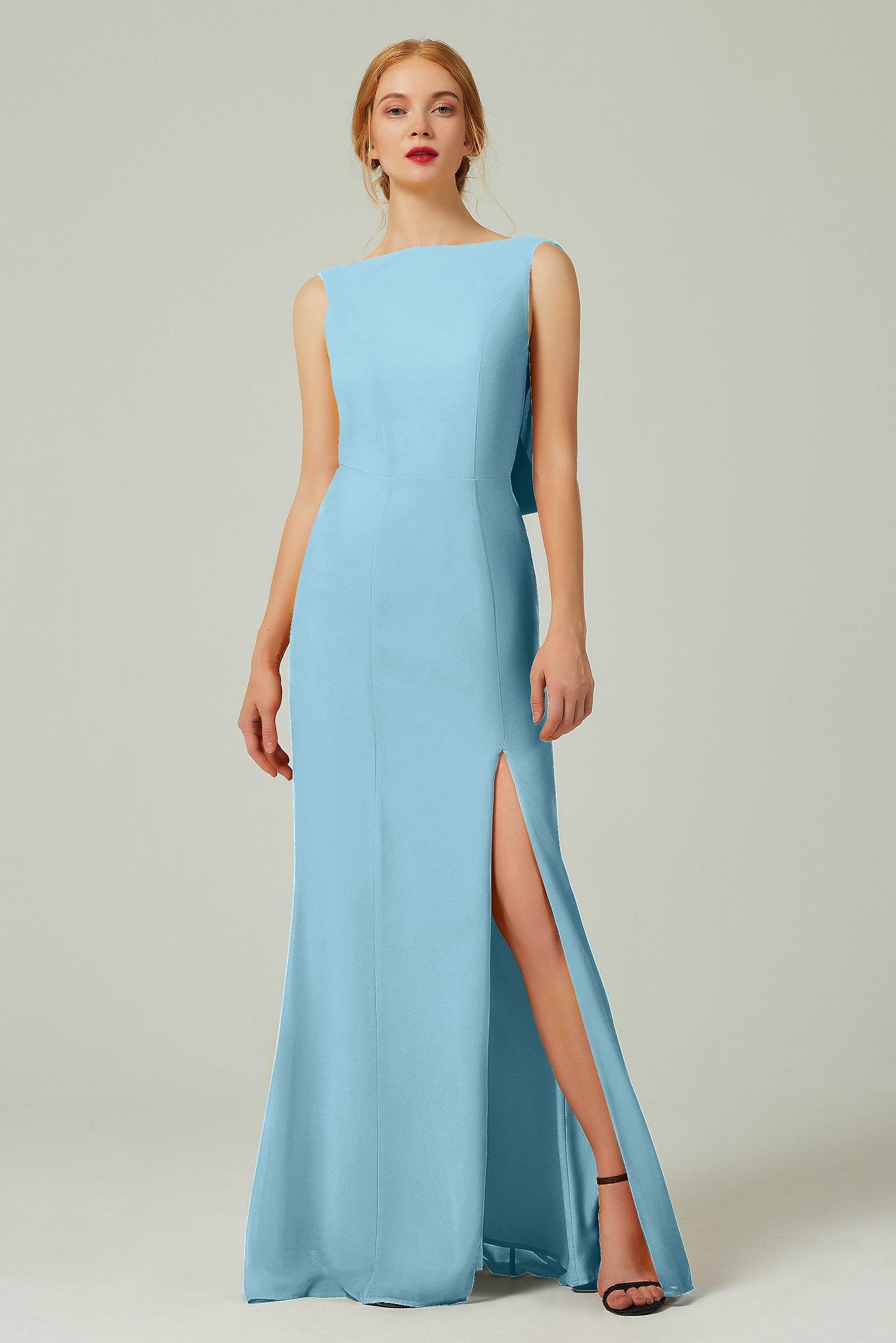 Sheath-Column Sweep-Brush Chiffon Bridesmaid Dress Formal Dresses CB0310PS - COCOMELODY