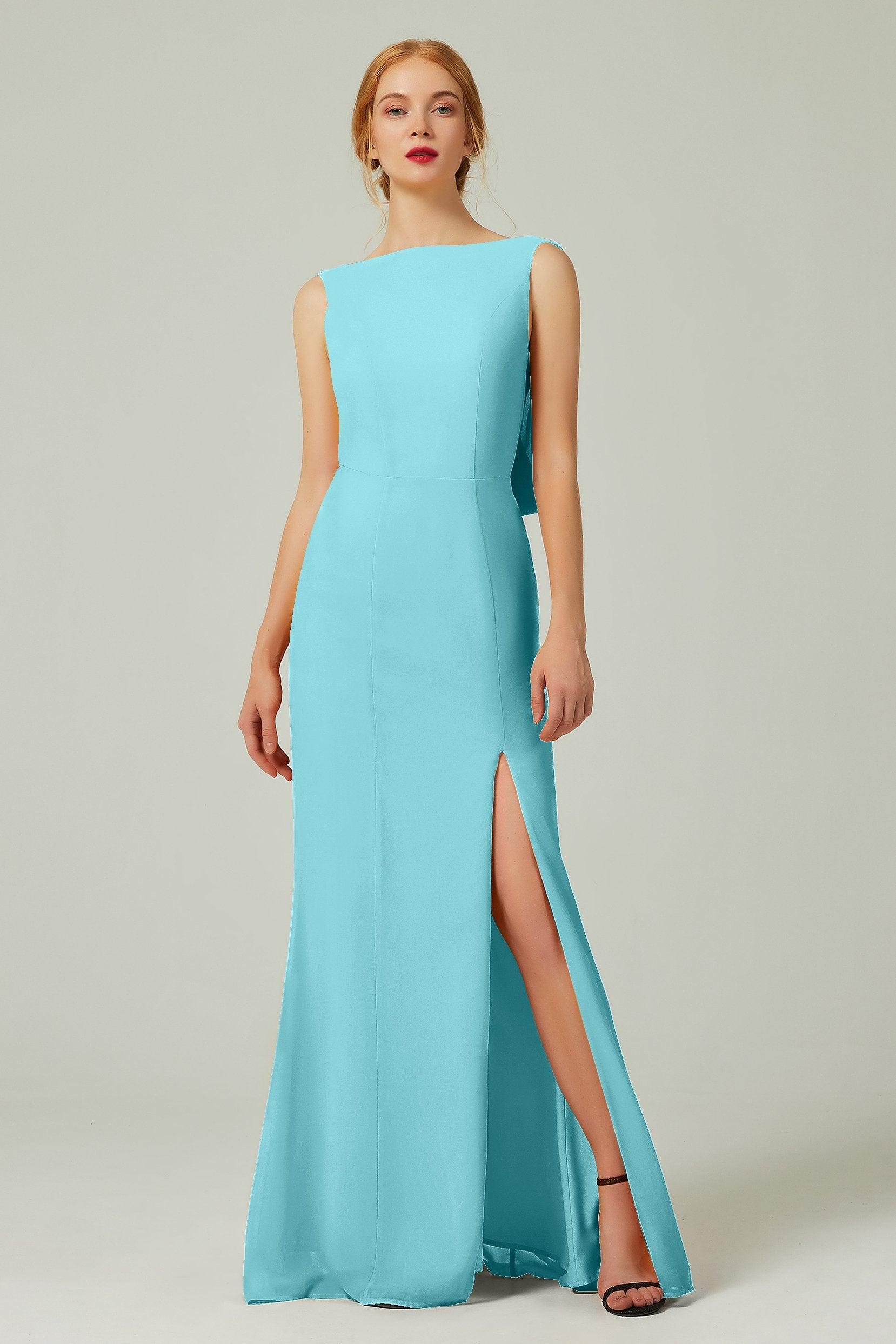 Sheath-Column Sweep-Brush Chiffon Bridesmaid Dress Formal Dresses CB0310PS - COCOMELODY