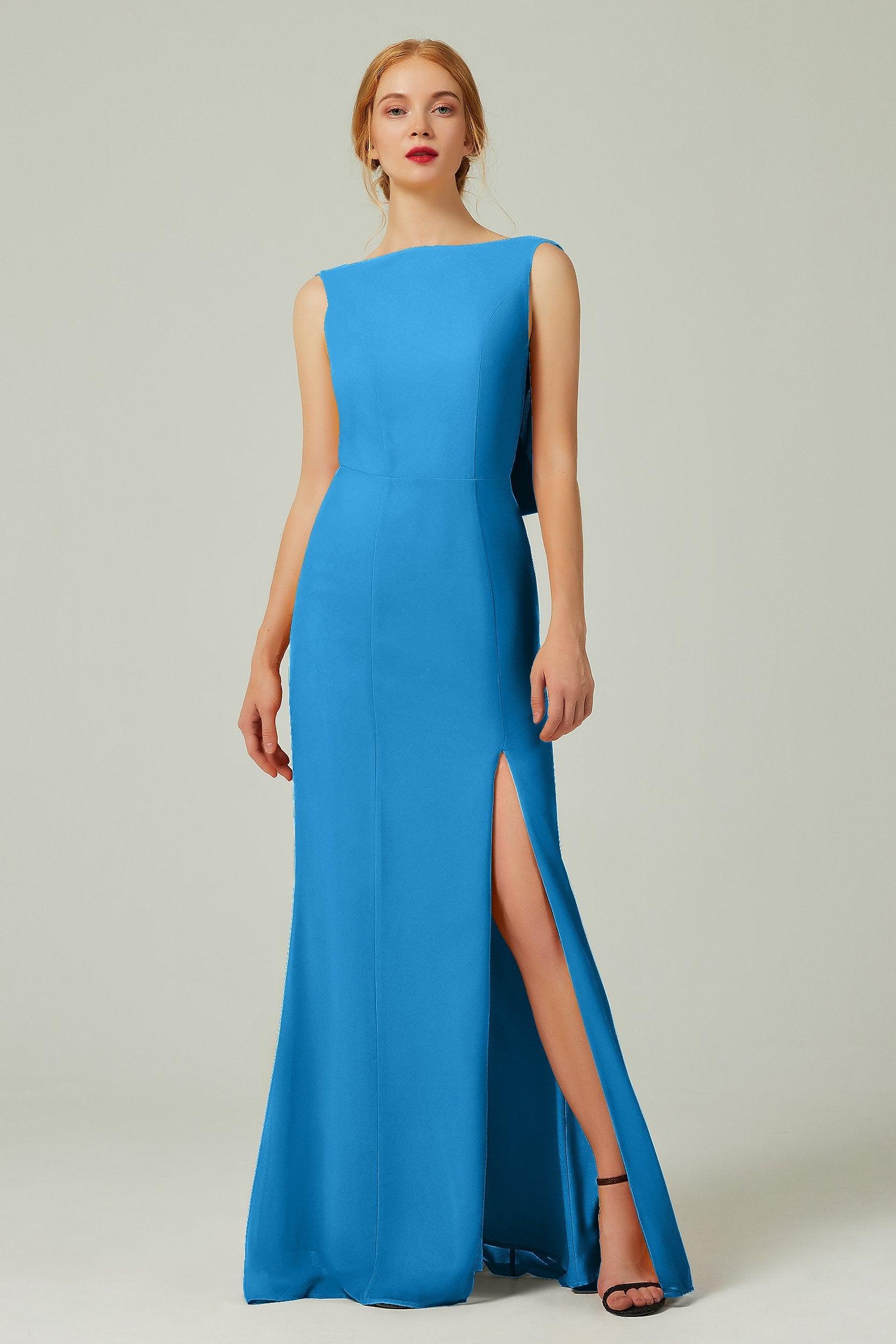Sheath-Column Sweep-Brush Chiffon Bridesmaid Dress Formal Dresses CB0310PS - COCOMELODY