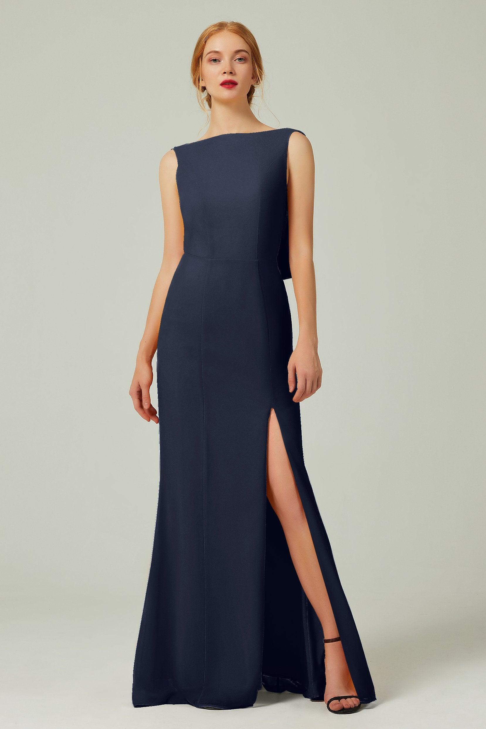 Sheath-Column Sweep-Brush Chiffon Bridesmaid Dress Formal Dresses CB0310PS - COCOMELODY