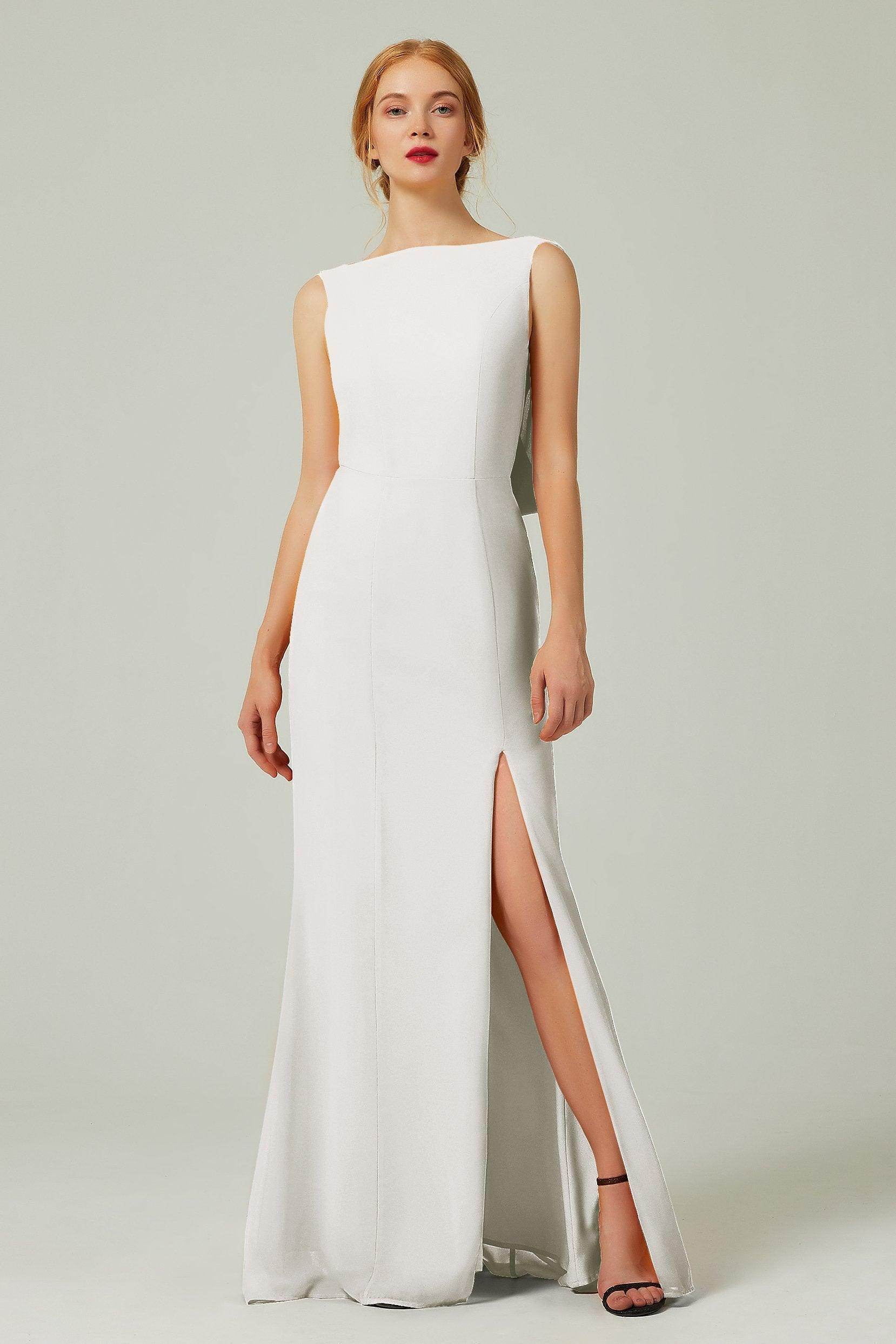 Sheath-Column Sweep-Brush Chiffon Bridesmaid Dress Formal Dresses CB0310PS - COCOMELODY