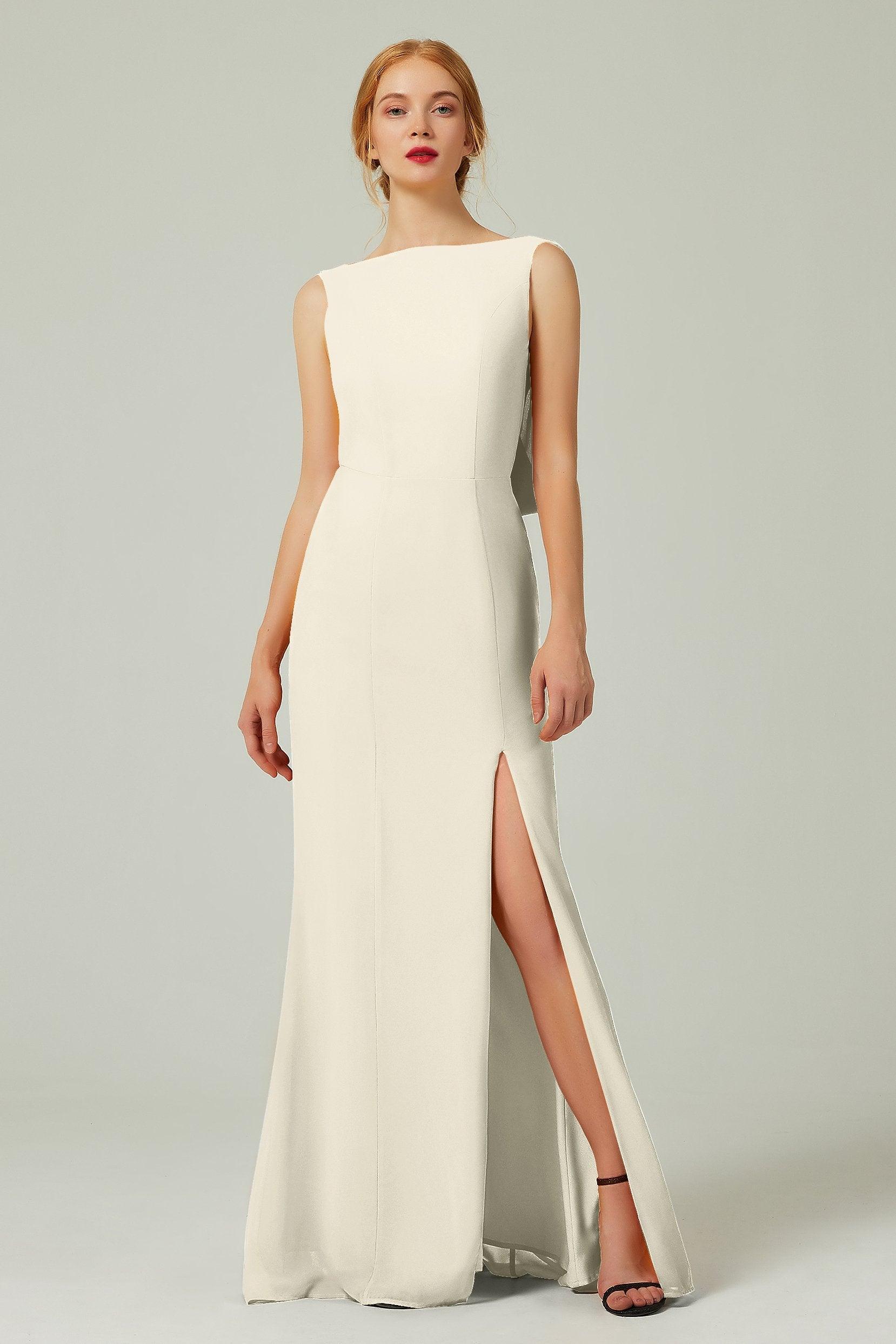 Sheath-Column Sweep-Brush Chiffon Bridesmaid Dress Formal Dresses CB0310PS - COCOMELODY