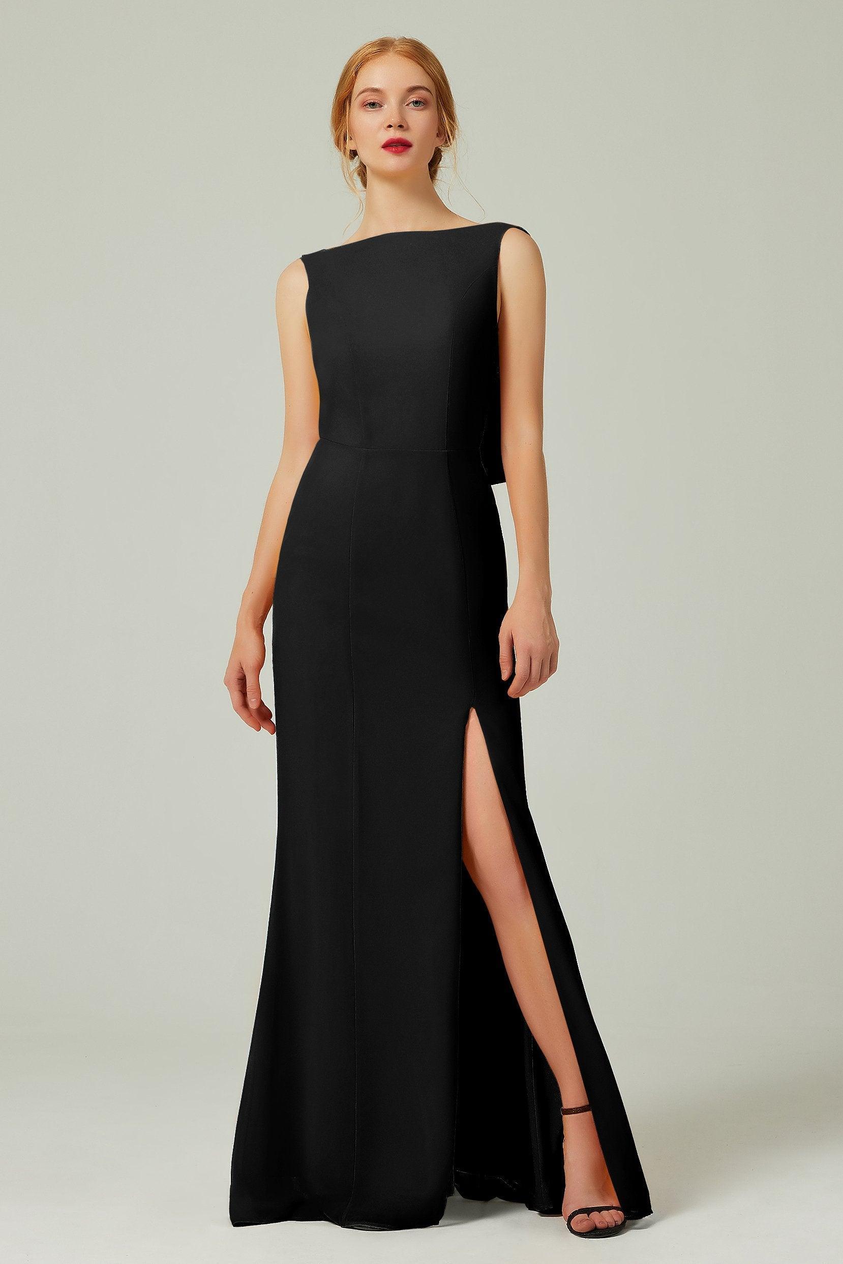 Sheath-Column Sweep-Brush Chiffon Bridesmaid Dress Formal Dresses CB0310PS - COCOMELODY