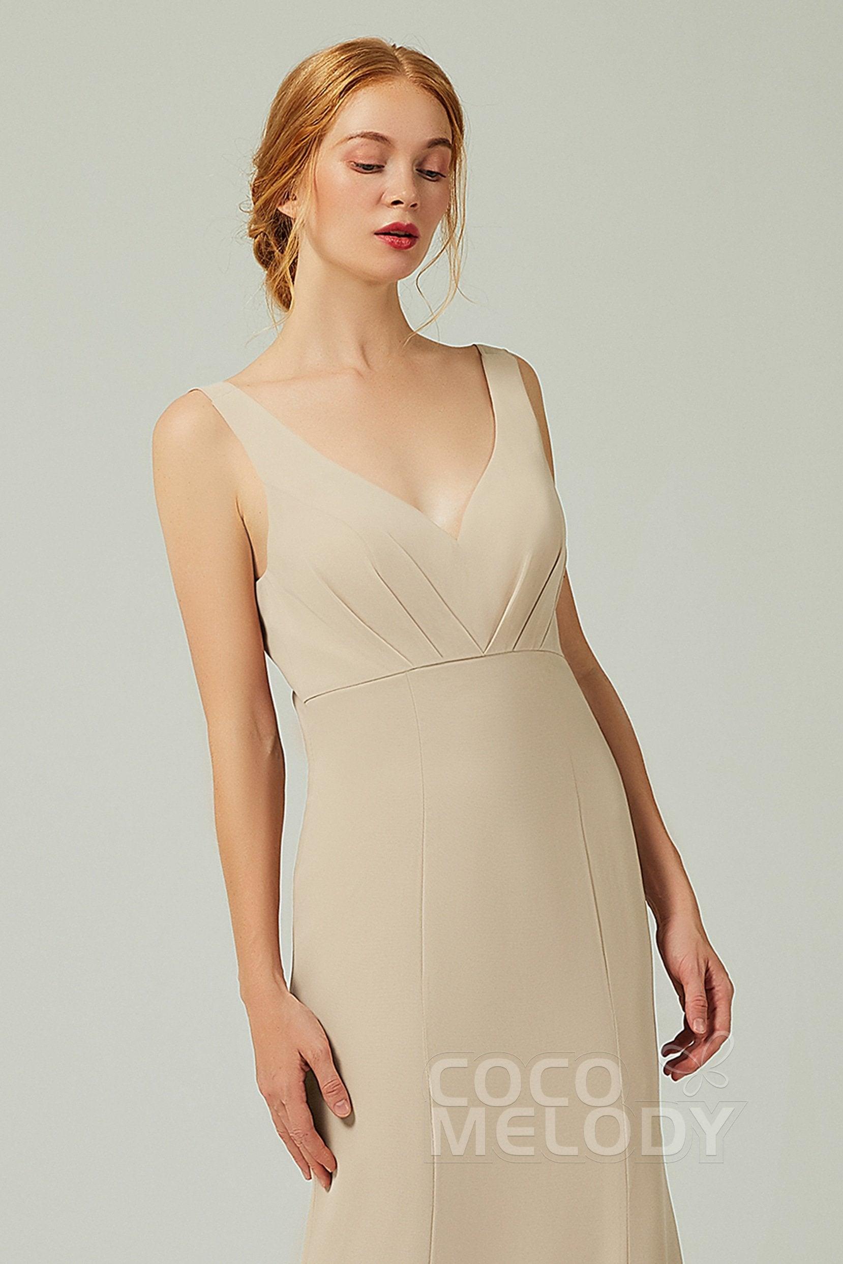 Sheath-Column Floor Length Chiffon Bridesmaid Dress CB0314 - COCOMELODY