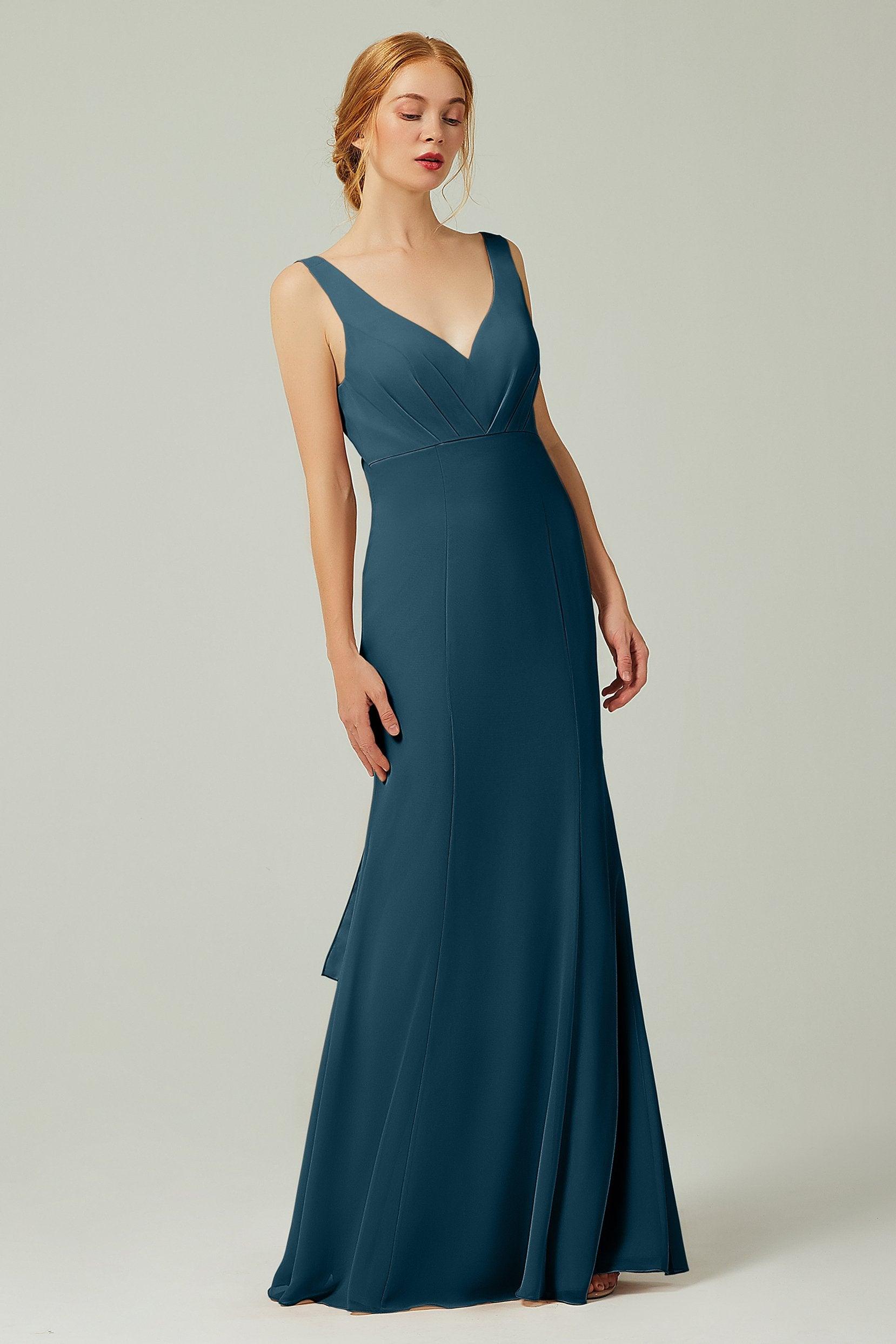 Sheath-Column Floor Length Chiffon Bridesmaid Dress CB0314 - COCOMELODY