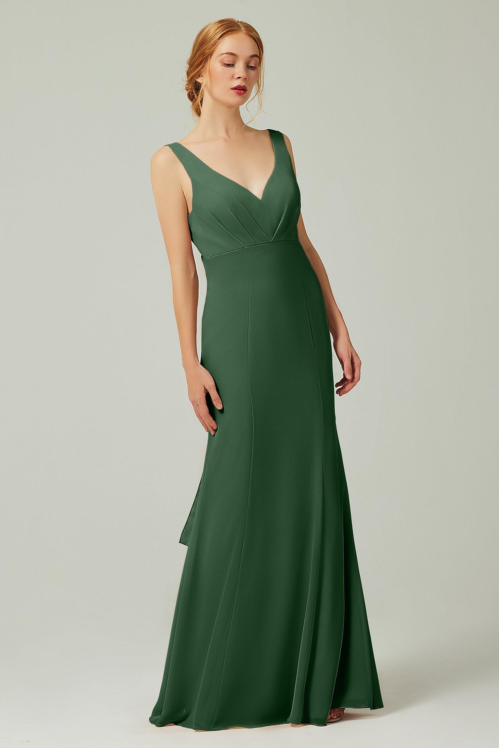 Sheath-Column Floor Length Chiffon Bridesmaid Dress CB0314 - COCOMELODY
