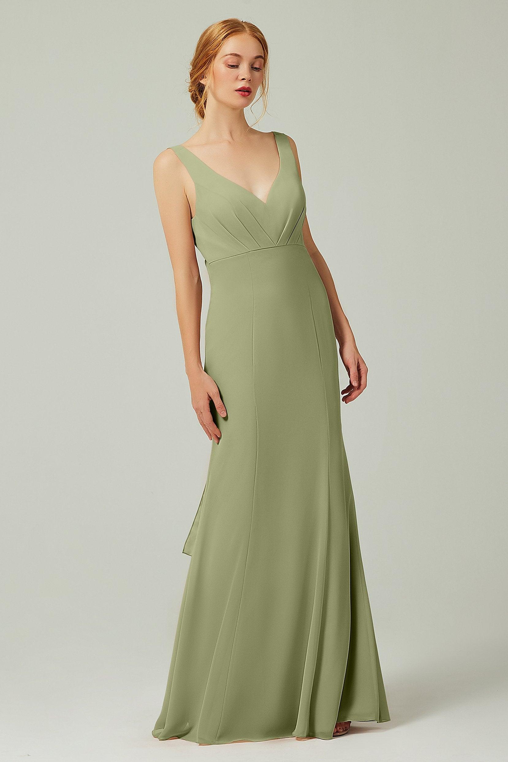 Sheath-Column Floor Length Chiffon Bridesmaid Dress CB0314 - COCOMELODY