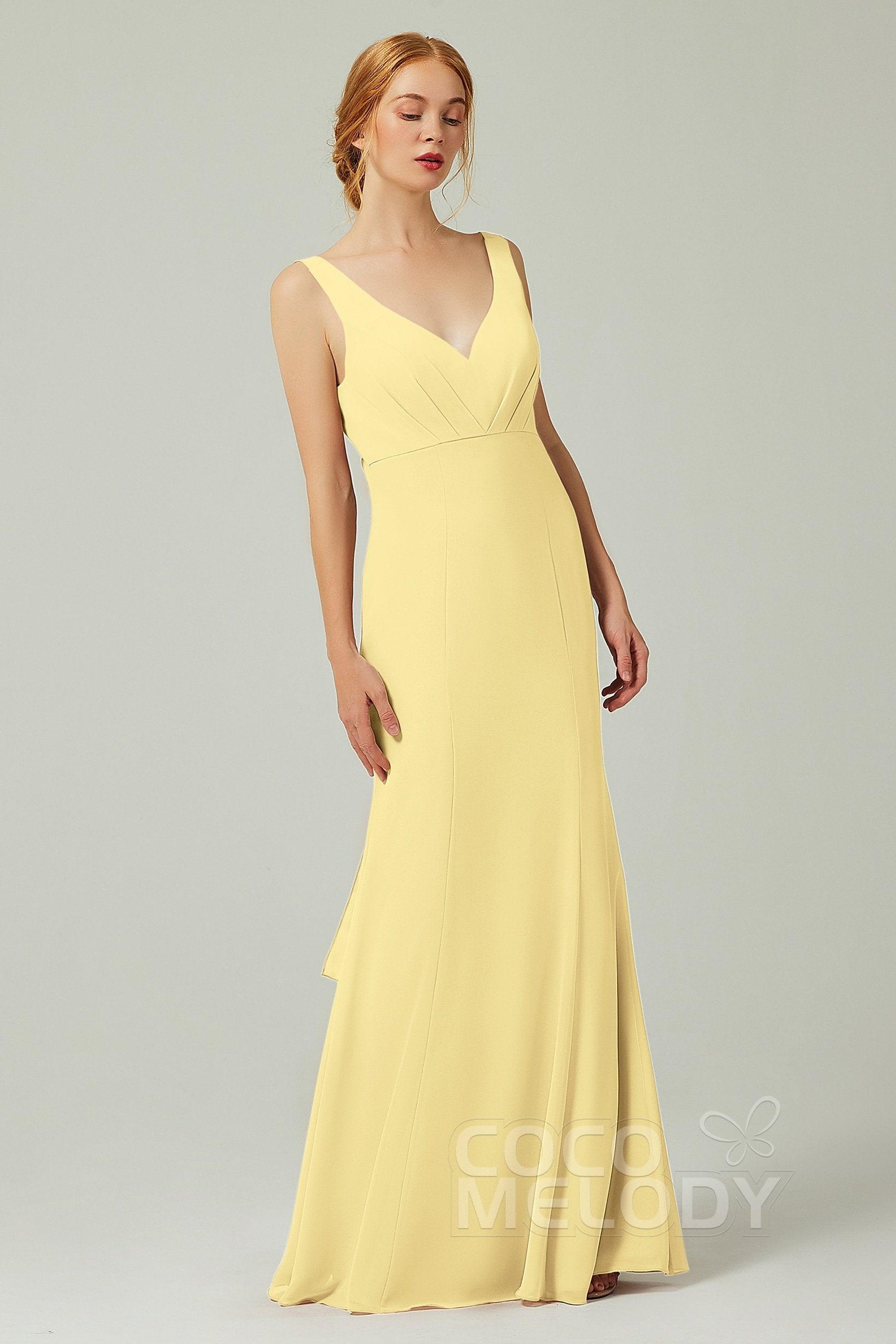 Sheath-Column Floor Length Chiffon Bridesmaid Dress CB0314 - COCOMELODY